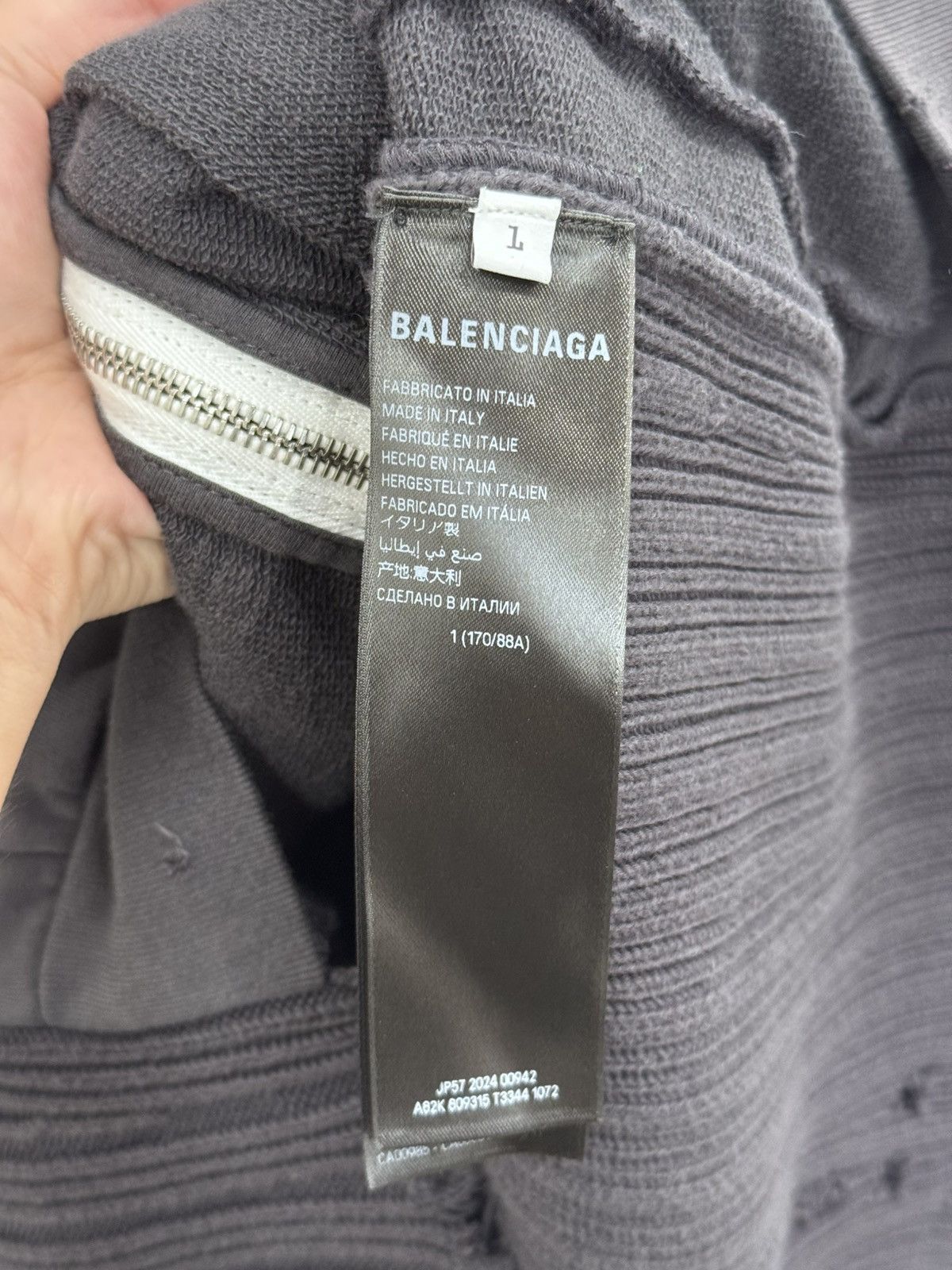 Balenciaga Charcoal Cotton and Knit Oversize Sweatshirt Size US L / EU 52-54 / 3 - 4 Thumbnail
