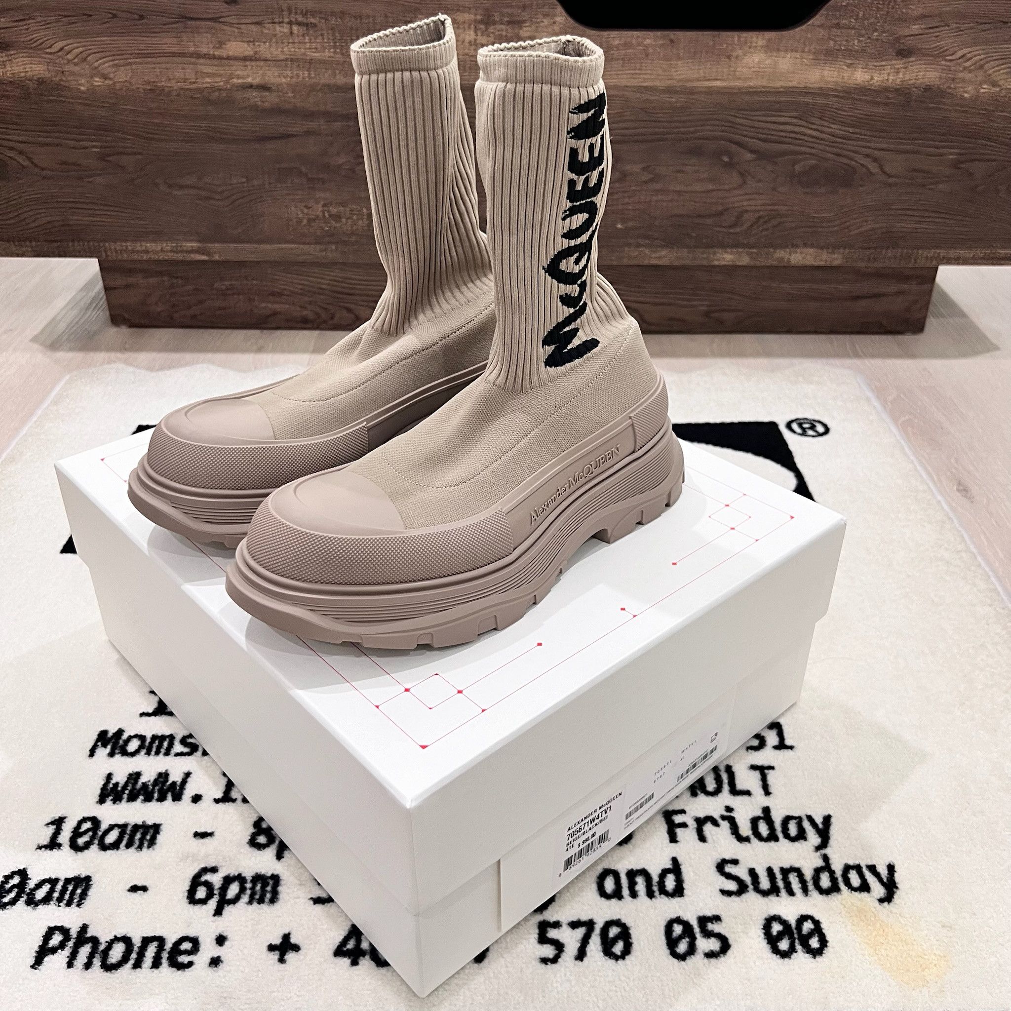 Alexander McQueen Alexander McQueen H Boot Tread Slick Beige / Tan Sock Boots Size US 8 / EU 41 - 4 Thumbnail