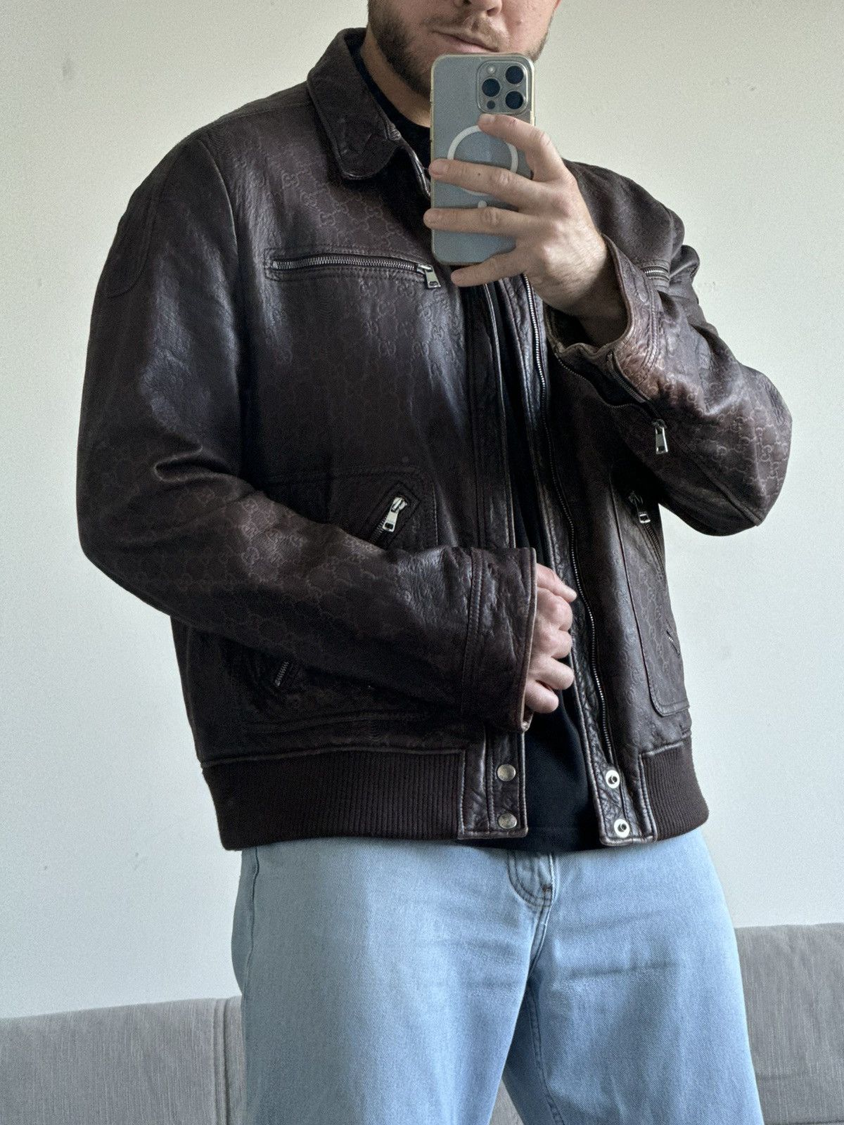 Gucci Gucci guccissma monogram leather biker jacket Size US XXL / EU 58 / 5 - 3 Thumbnail