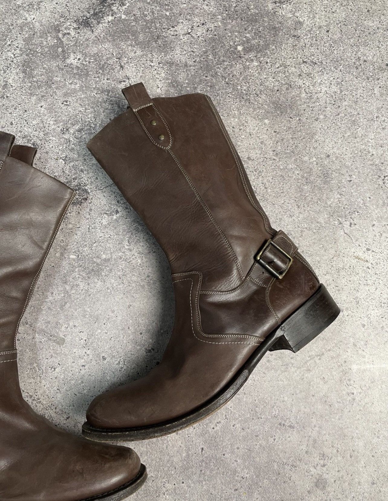 If Six Was Nine Vintage AS 98 Guidi Style High Leather Biker Boots Size US 9.5 / EU 42-43 - 4 Thumbnail