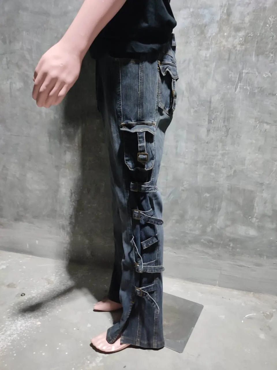Other Apollo MultiStrap Design Cargo Flared Bondage Punk Jeans Size US 33 - 2 Thumbnail
