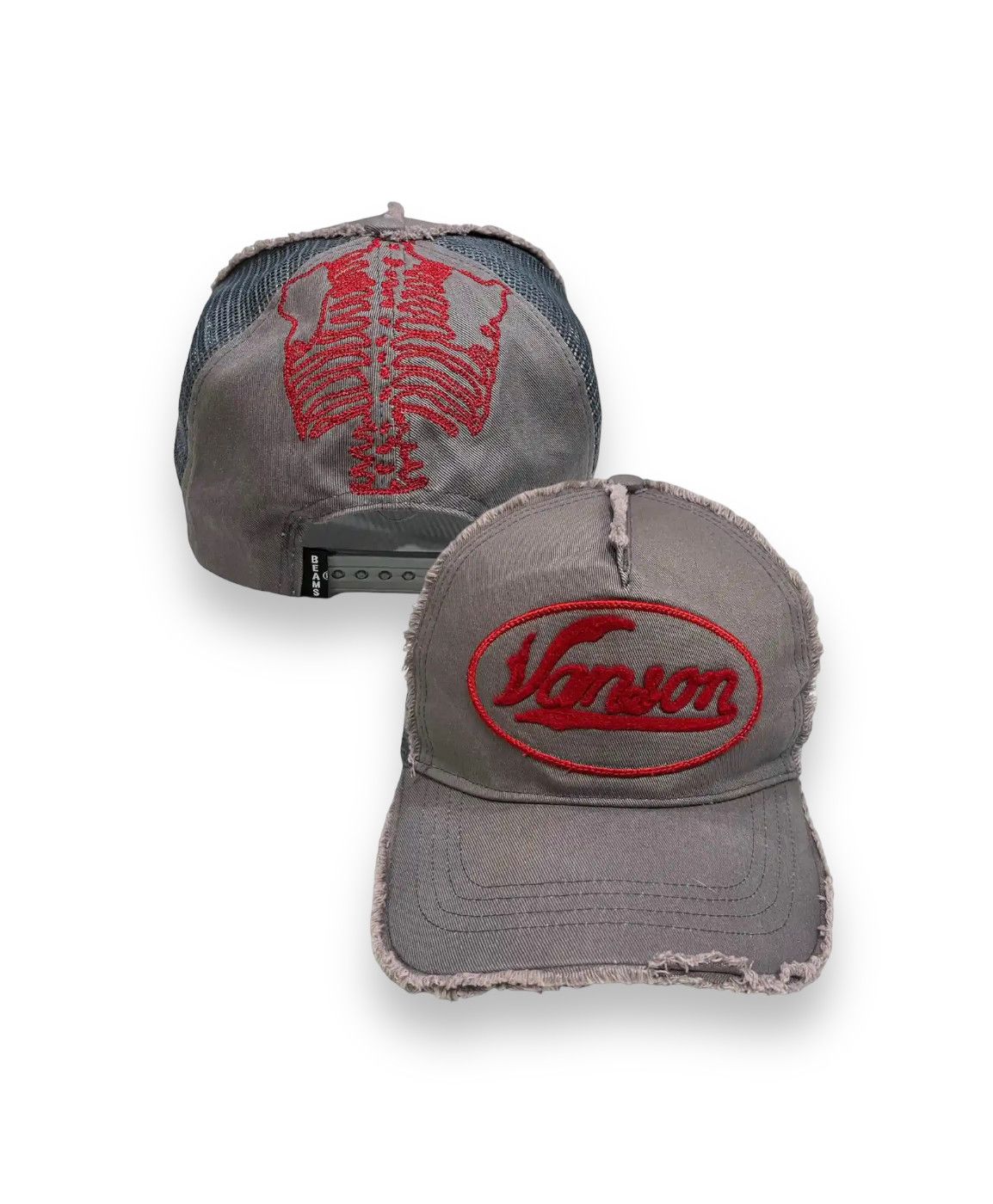 image of Beams Plus x Vanson Leathers Vintage Vanson Leather X Beams Iconic Skeleton Bones Trucker in Grey
