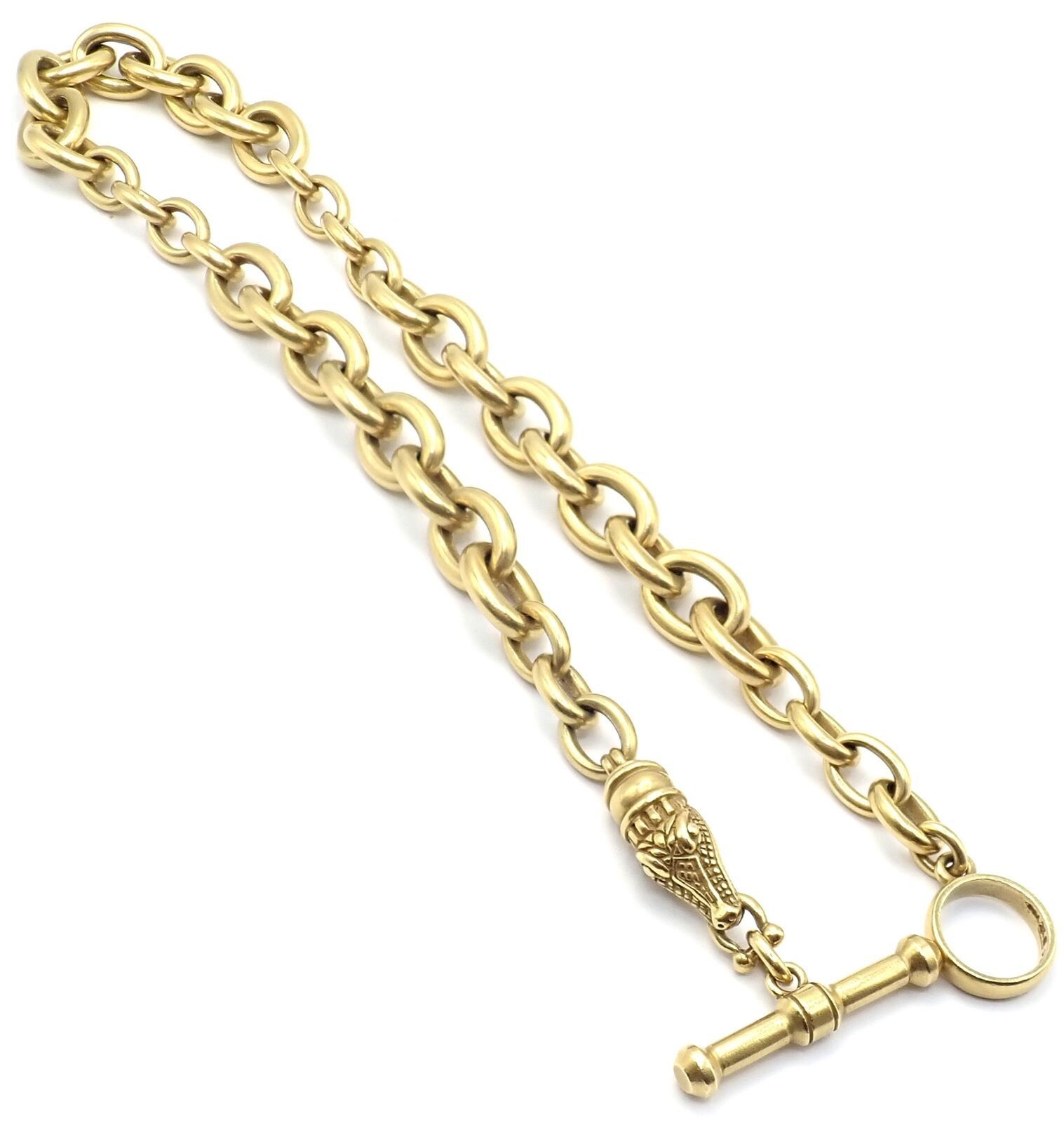 Kieselstein Cord Yellow Gold Alligator Head Toggle Necklace