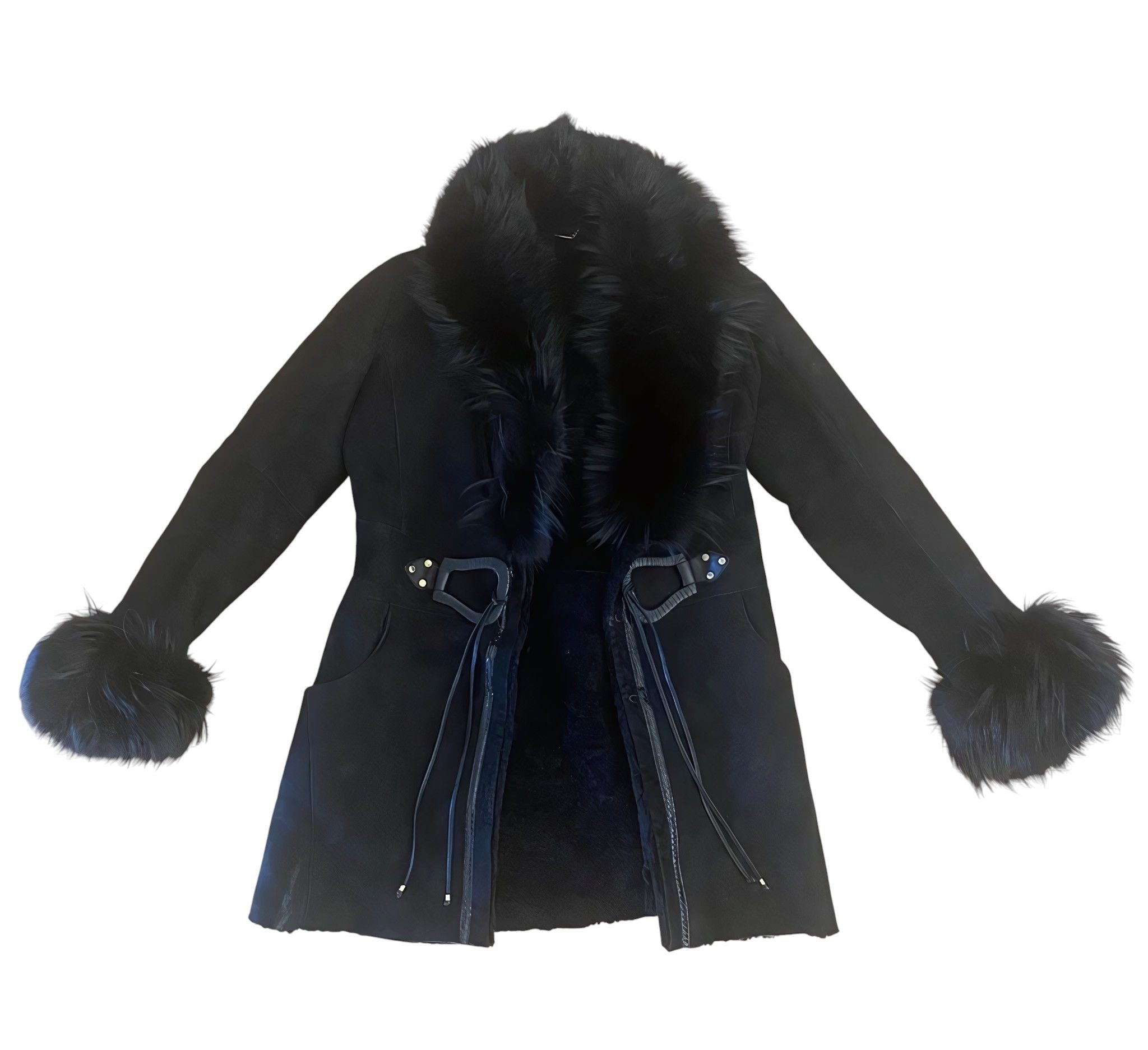 Roberto Cavalli SHEARLING LEATHER COAT Size M / US 6-8 / IT 42-44 - 3 Thumbnail