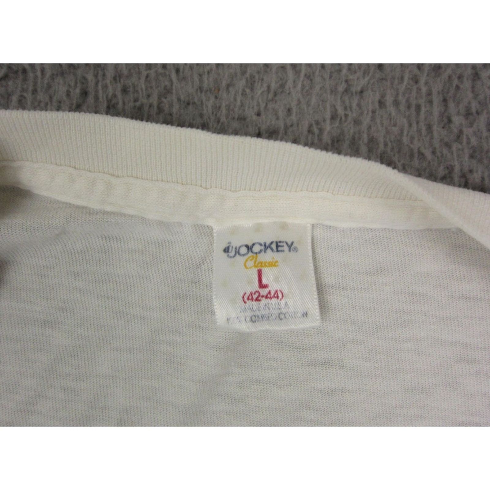 Jockey VINTAGE Jockey Shirt Adult Large White Cotton Knit Short Sleeve Crew Neck Mens 80s 90s T-Shirt All Seasons Easy Care Solid Size US L / EU 52-54 / 3 - 5 Thumbnail