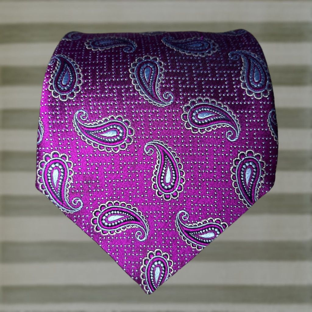 Canali VINTAGE Canali Paisley Silk Tie Pink Made in Italy Mens Shirt? Size ONE SIZE - 1 Thumbnail