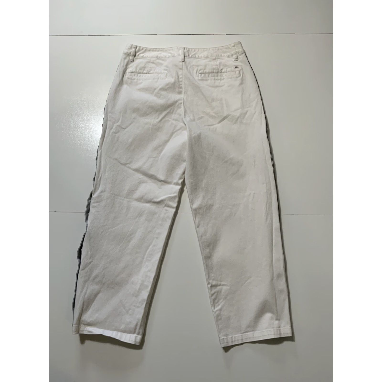 Vans VANS Checkered Tearaway Snap White Wide Leg Chino Pants Sz. 29 Womens Pants Wide-Leg White 29 Snap Size 29" - 3 Thumbnail