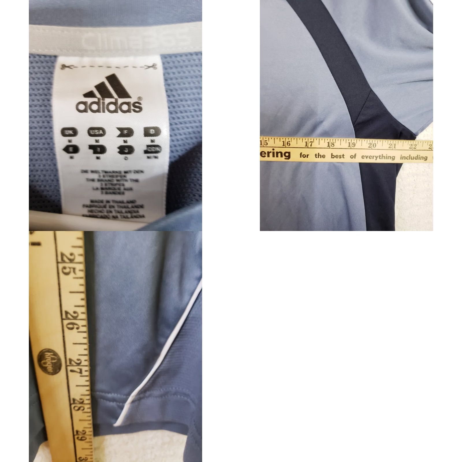 Adidas Adidas Men's M Blue Black SS 3 Stripe Tennis Golf Shirt Sports Workout Crewneck T-Shirt Athletic Plasma (Note: Pls ignore) Size US M / EU 48-50 / 2 - 9 Thumbnail