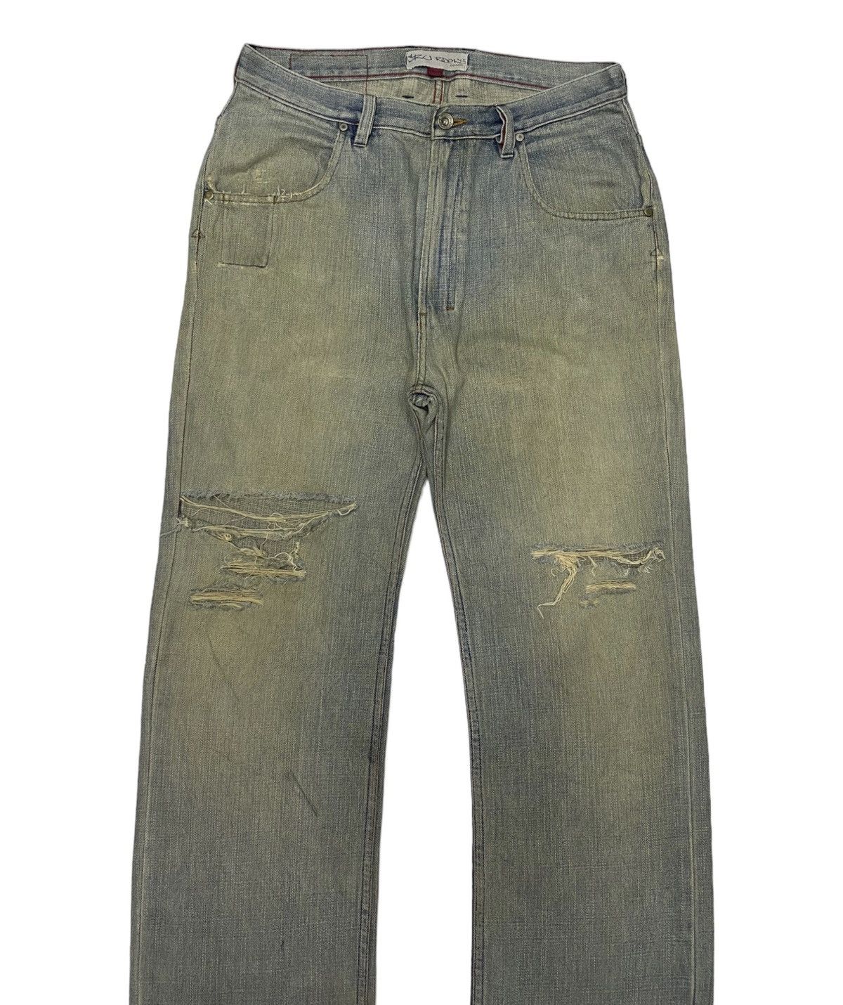 If Six Was Nine × Le Grande Bleu (L.G.B.) 🔥DISTRESSED RUSTY CRU RIDERS RIPS DENIM JEANS LGB STYLE Size US 32 / EU 48 - 5 Thumbnail
