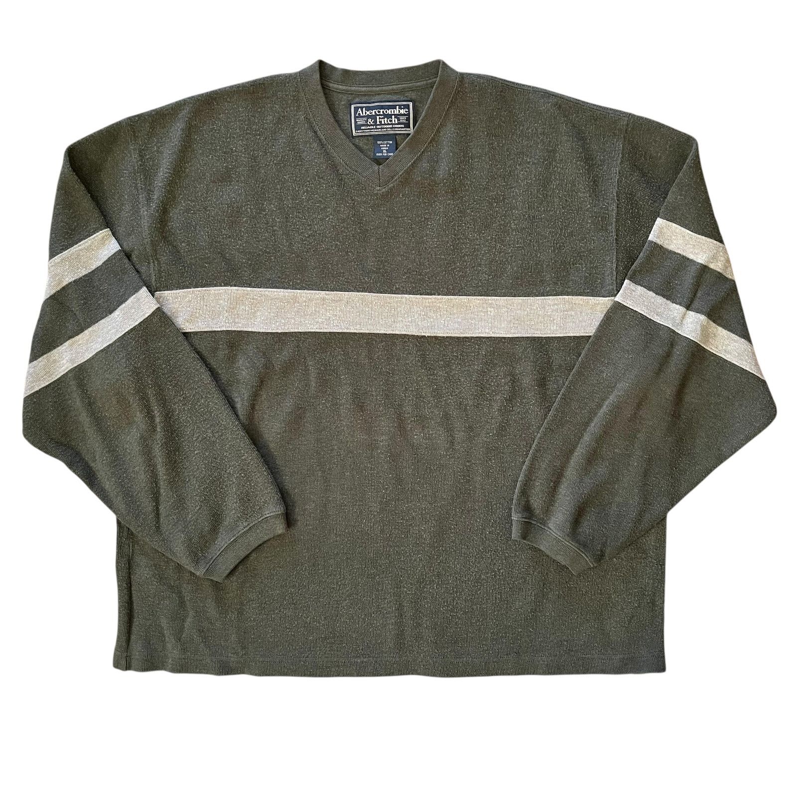 Abercrombie & Fitch × Vintage 1990s Abercrombie & Fitch Vintage Olive Green Cotton Sweater Size US XL / EU 56 / 4 - 1 Thumbnail