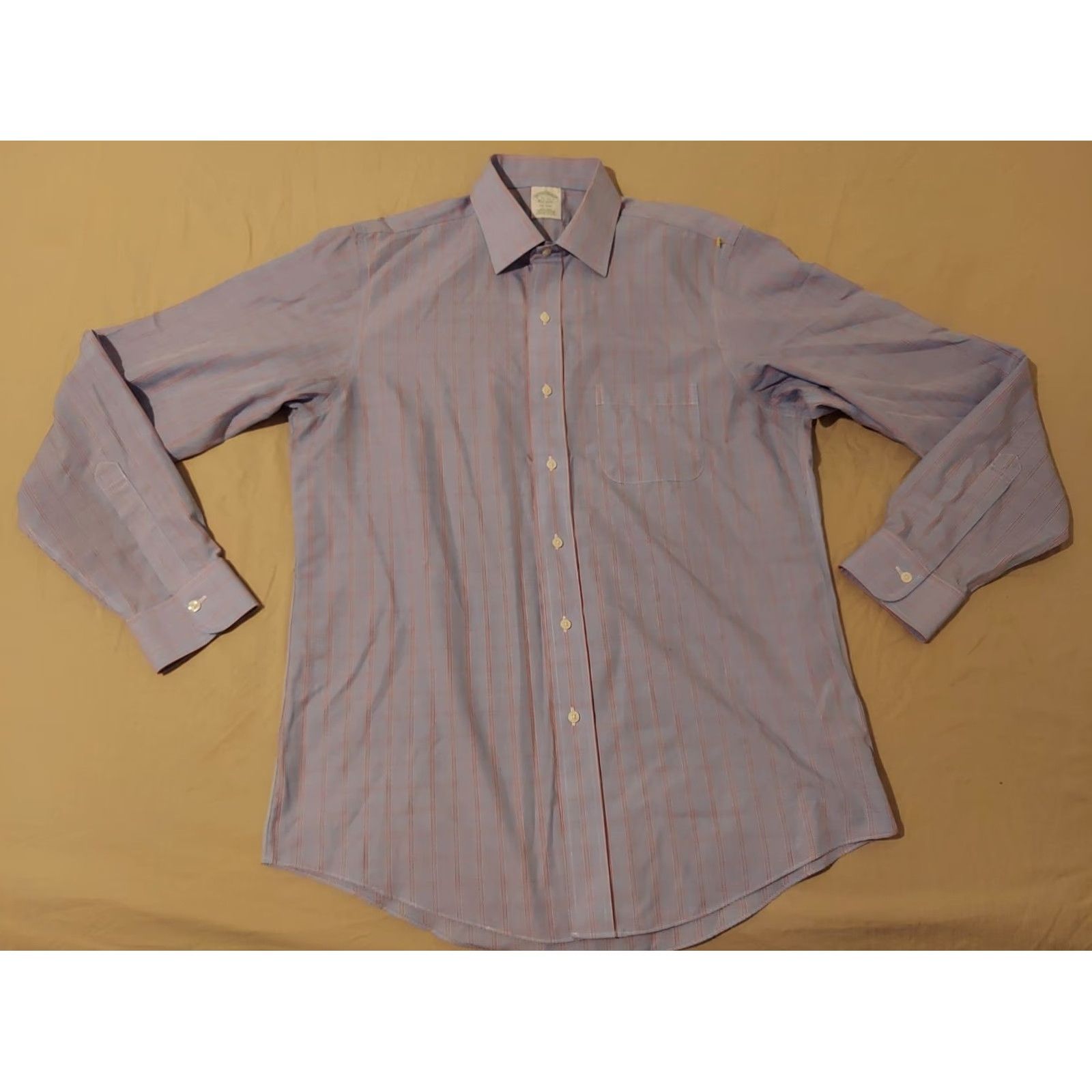 Brooks Brothers Mens Brooks Brothers Dress Shirt 16 35 Blue Button Cotton French Collar Non-Iron Regular Long Sleeve Button-Down Size 42R - 2 Thumbnail