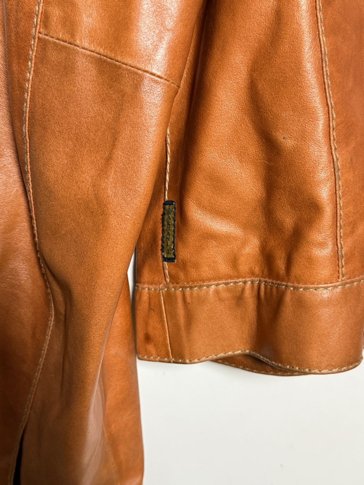 Giorgio Armani Armani Jeans moto leather jacket in a rich cognac brown Size US L / EU 52-54 / 3 - 12 Thumbnail