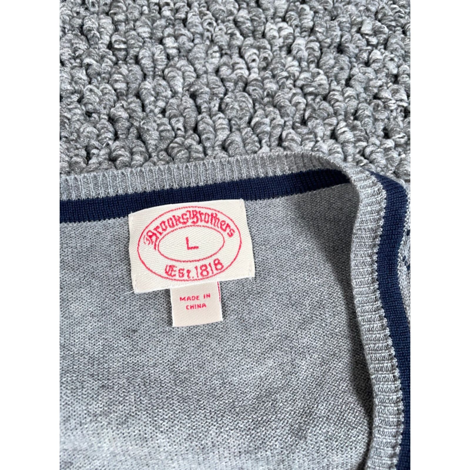 Brooks Brothers Brooks Brothers Sweater Argyle Diamond Pattern V-Neck Adult Large Gray Red Cotton Wool Pullover Knit Casual Classic Preppy Retro Mens Size US L / EU 52-54 / 3 - 3 Thumbnail