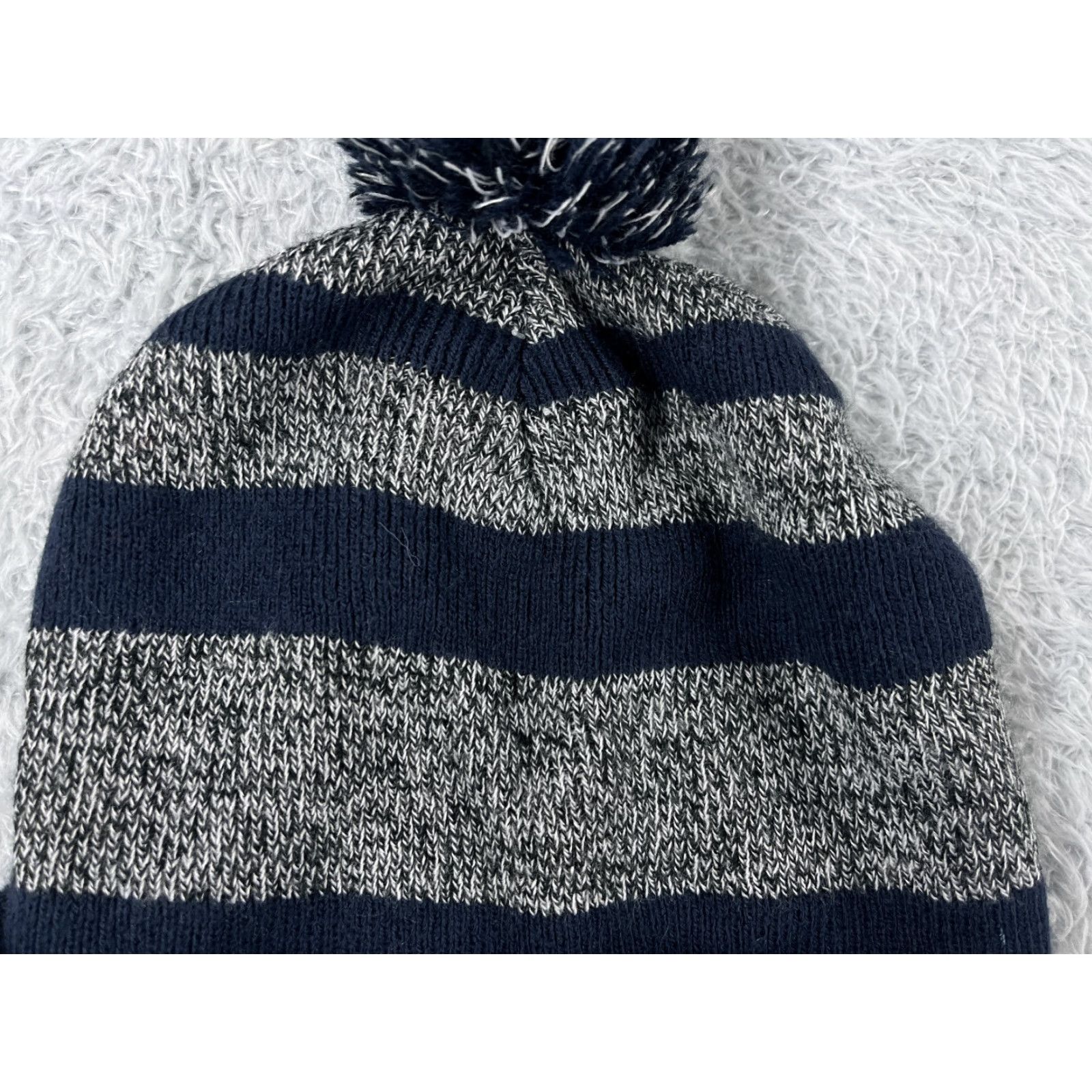 Vintage Crossland Beanie Hat Adult One Size Blue Stripe Knit 100% Acrylic Logo Outdoor Winter Size ONE SIZE - 3 Thumbnail