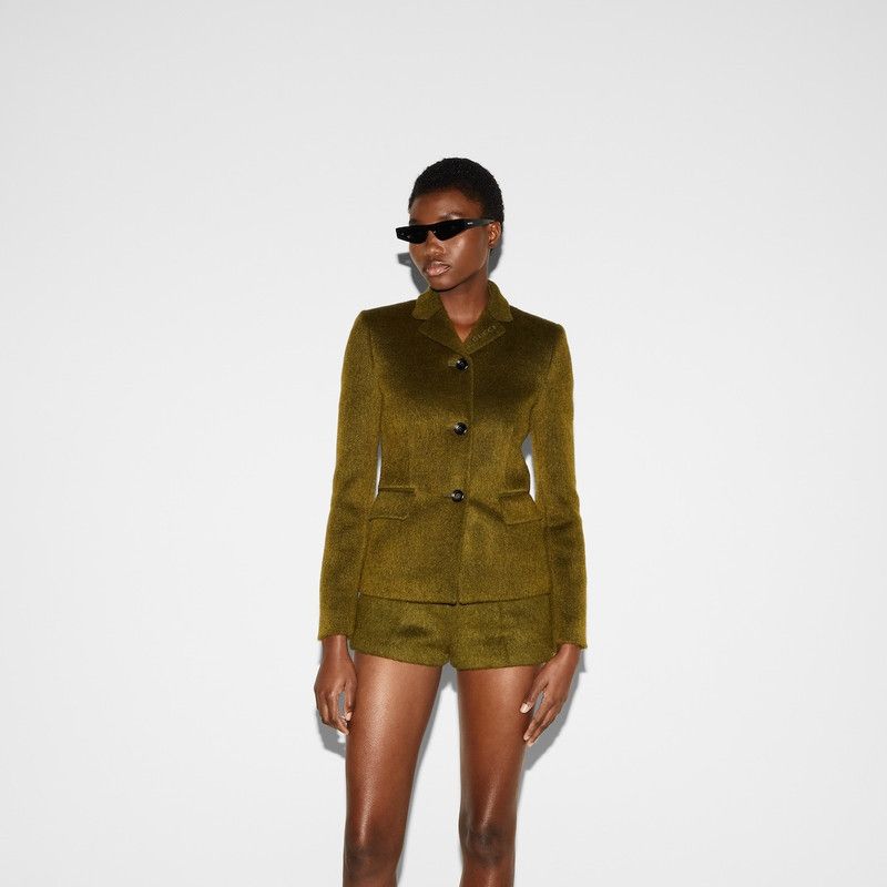 Gucci oc11z1125 Light Wool Mohair Jacket in Olive Green Size M / US 6-8 / IT 42-44 - 3 Thumbnail