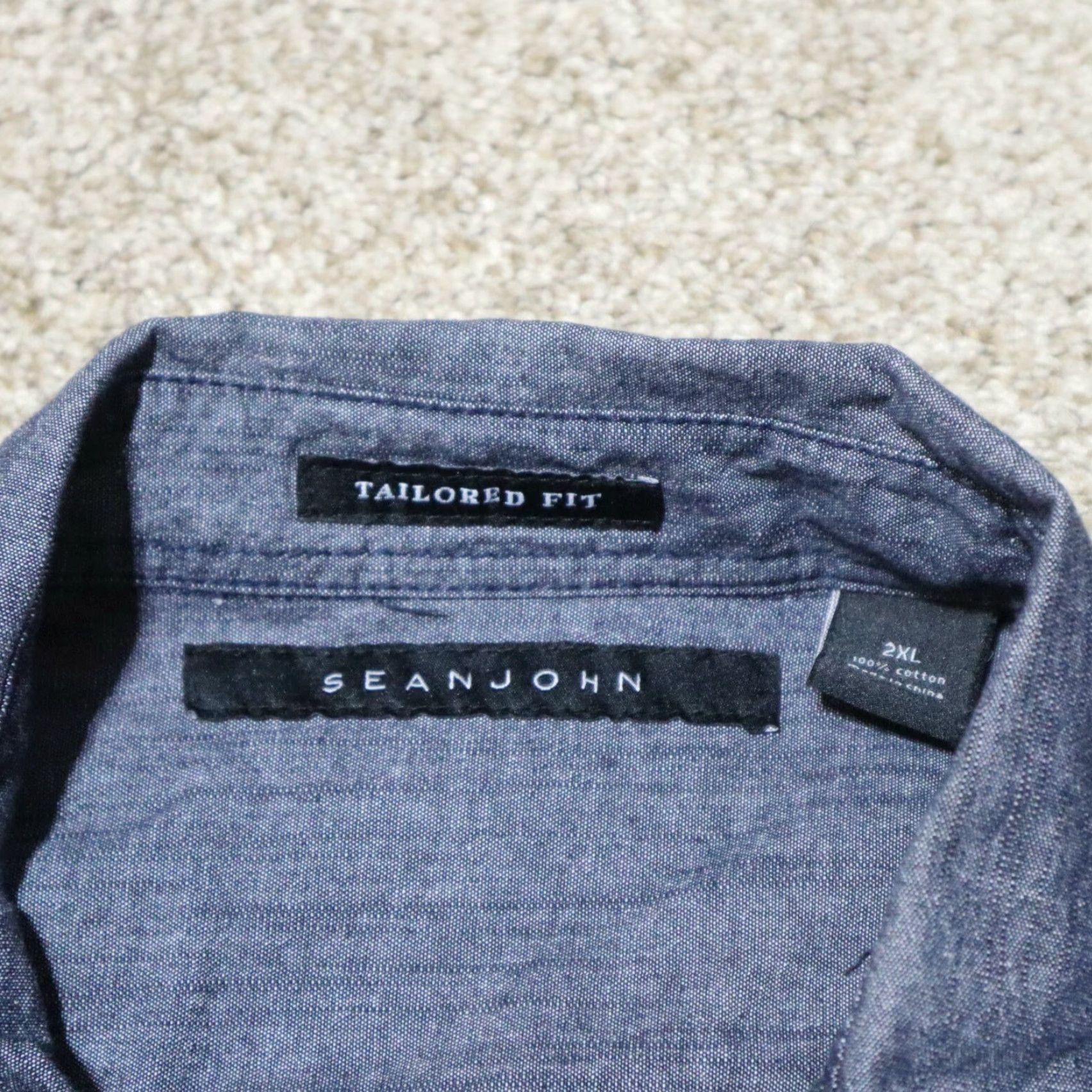 Sean John Sean John Button Up Shirt Short Sleeve Solid Blue Cotton Adult Men's 2XL Blue Shirt Mens 2XL Button Up Shirt Azul Size US XXL / EU 58 / 5 - 4 Thumbnail