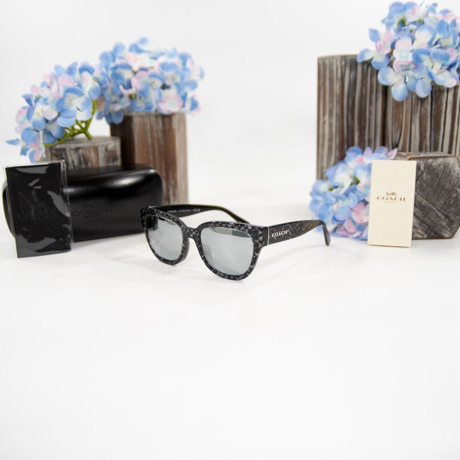 Coach Coach 0HC8379U Grey Pearl Logo Signature Acrylic Metal Sungl Size ONE SIZE - 1 Thumbnail