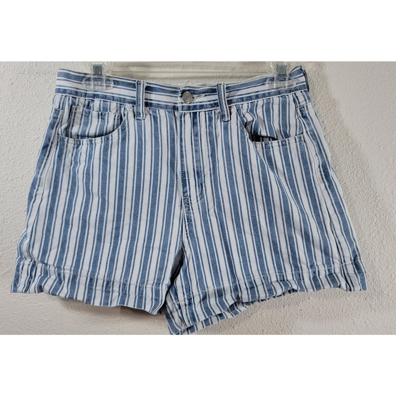 American Eagle Outfitters American Eagle Blue White Stripe Denim Shorts 4 Lightweight Size 27" / US 4 / IT 40 - 1 Thumbnail