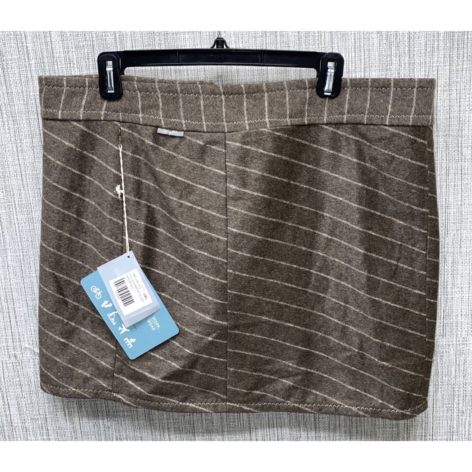 Vintage Purnell Skirt Wrap Brown Women 12 NWT 90s Santa Barbara Work Wear Woolies Zipper Short Canvas Wool Blend Regular Velcro? Size 34" / US 12 / IT 48 - 4 Thumbnail
