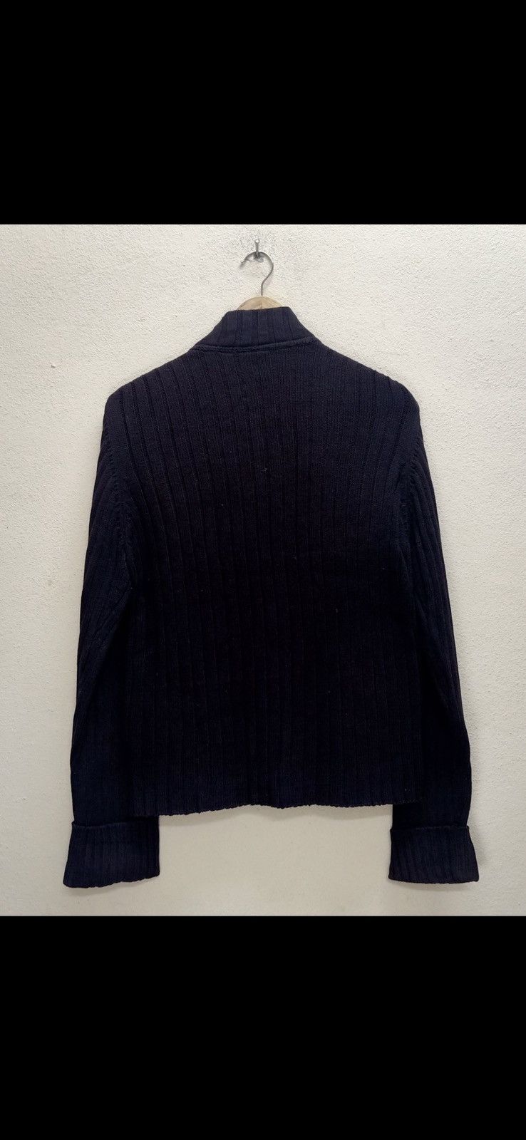 RENOMA Paris Sheepskin Leather Turtle Neck Knitwear Jacket