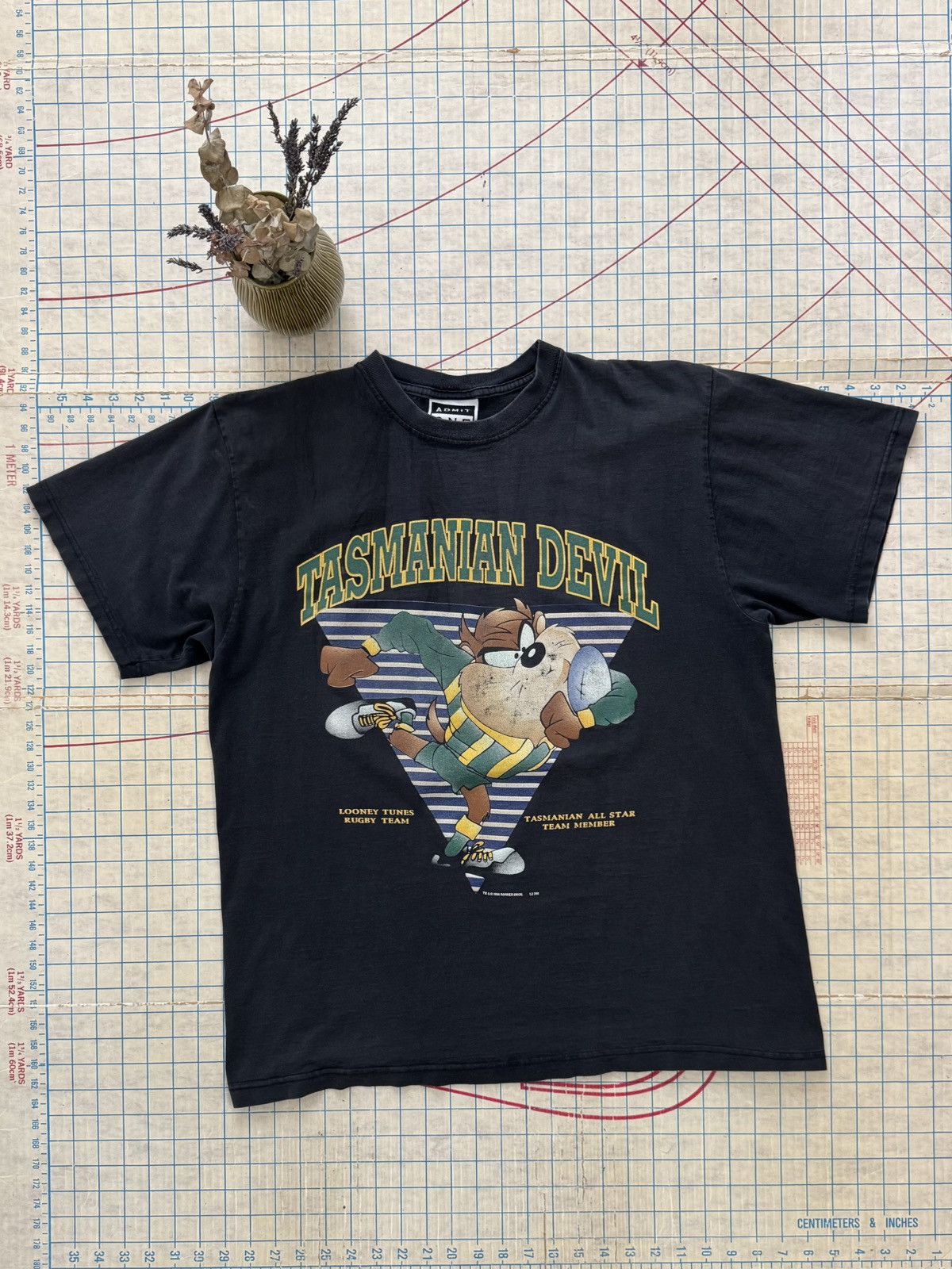 Vintage Vintage Admit One Tasmanian Devil Taz Rugby Tee Faded Black Size US L / EU 52-54 / 3 - 3 Thumbnail