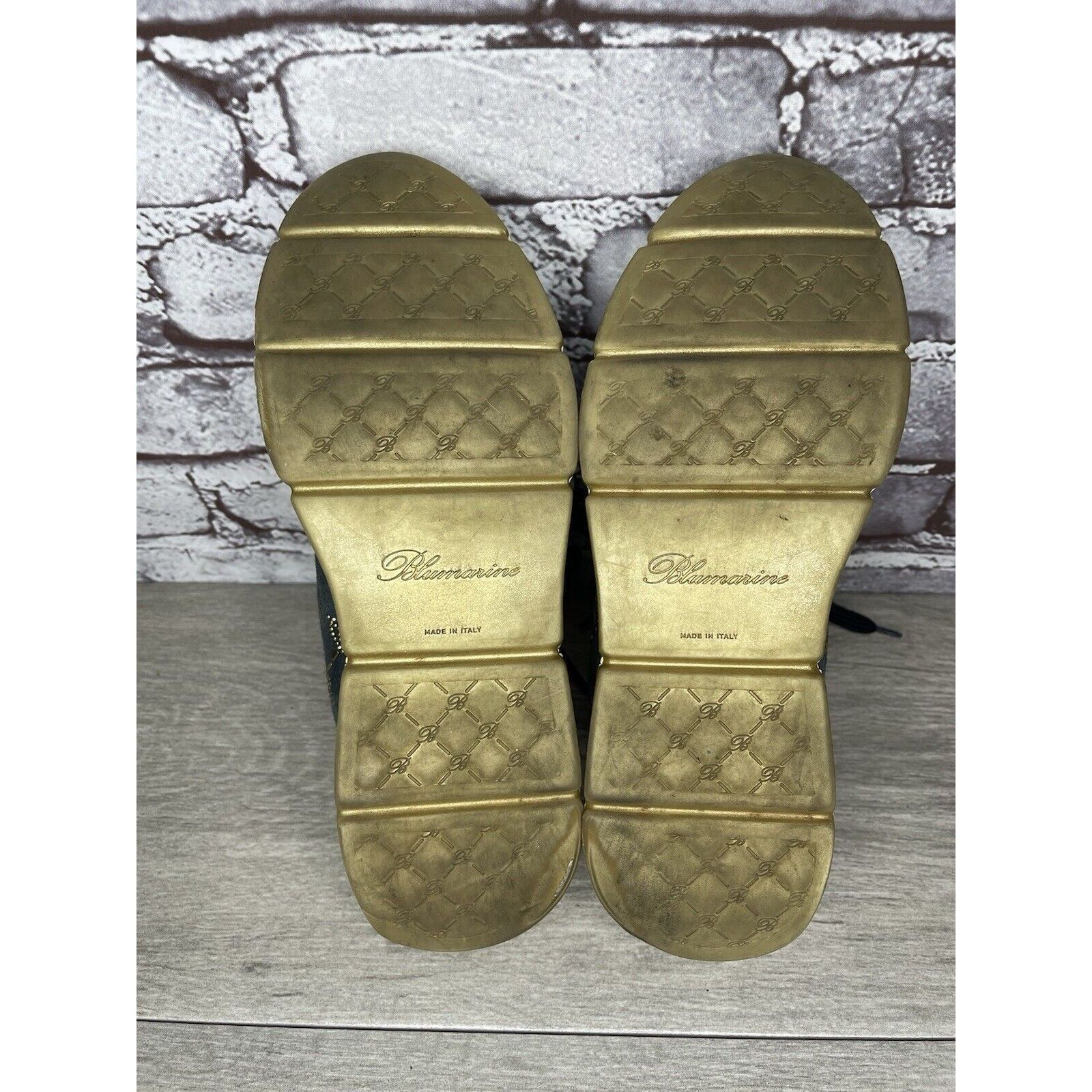 Blumarine Blumarine Blue Suede Gold Embellished Lace Up Sneakers Women Size US 6 / IT 36 - 7 Thumbnail