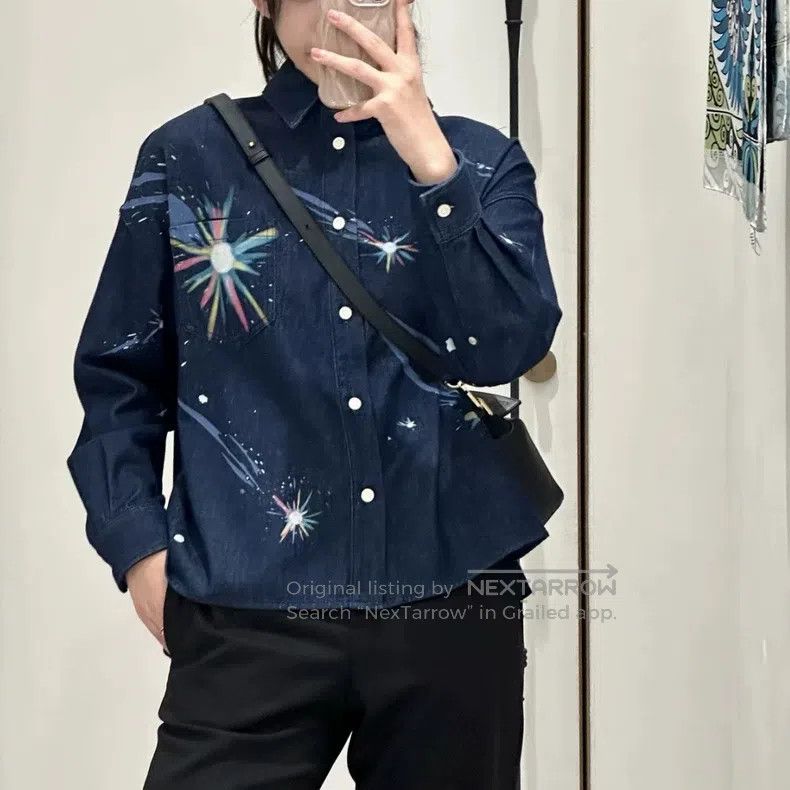 Loewe Loewe Collaboration Print Denim Long Sleeve Shirt Size XXS / US 00 / IT 34 - 7 Thumbnail