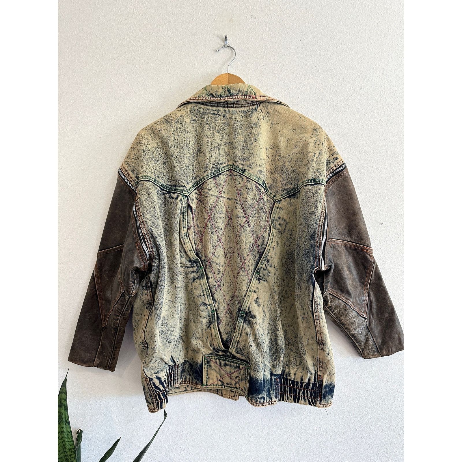Vintage 80’s Acid Wash & Leather Convertible Moto Jacket Size US M / EU 48-50 / 2 - 8 Thumbnail