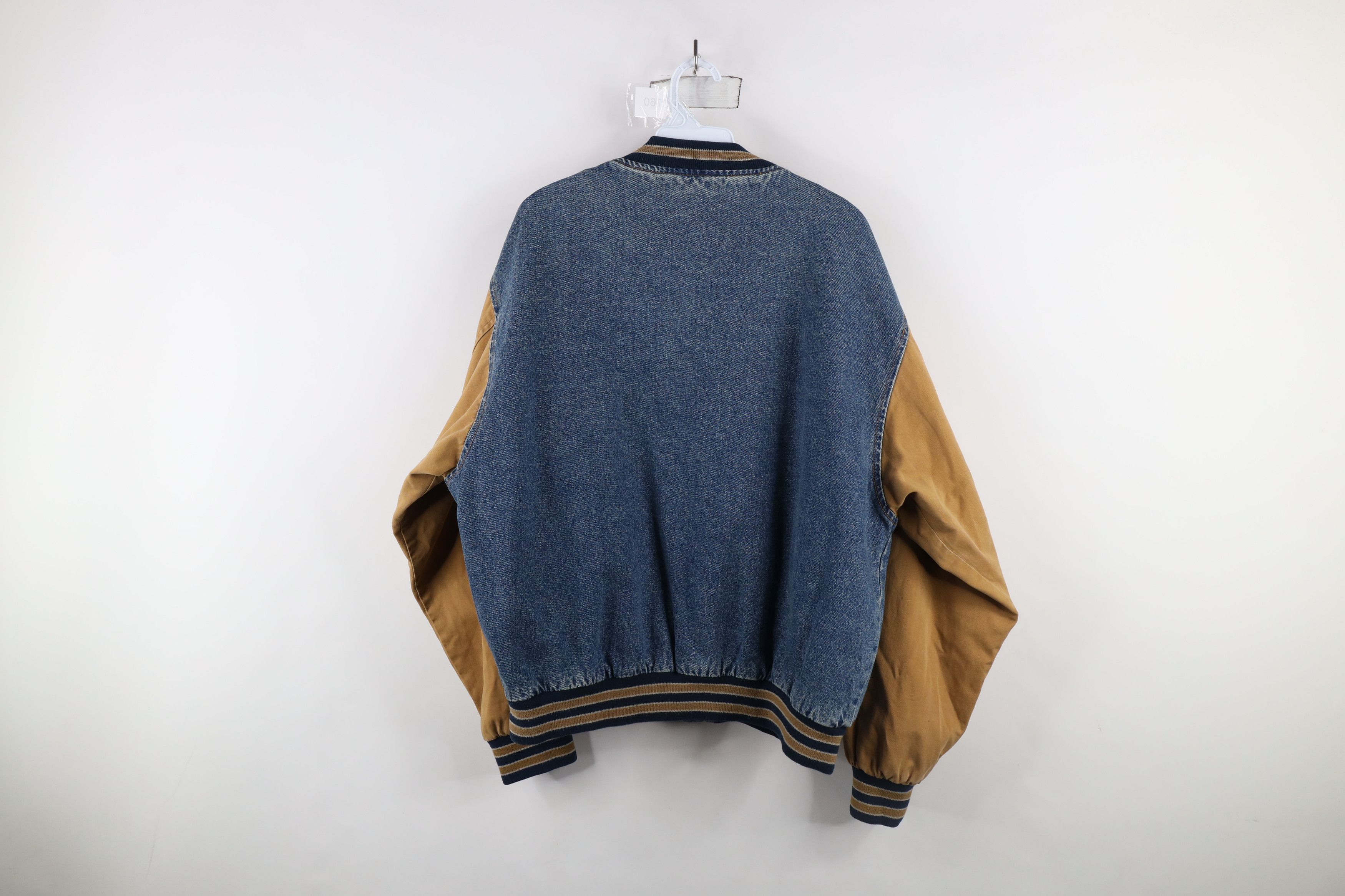 Vintage Vintage 90s Streetwear Eugene Hardwoods Denim Varsity Jacket Size US L / EU 52-54 / 3 - 13 Thumbnail
