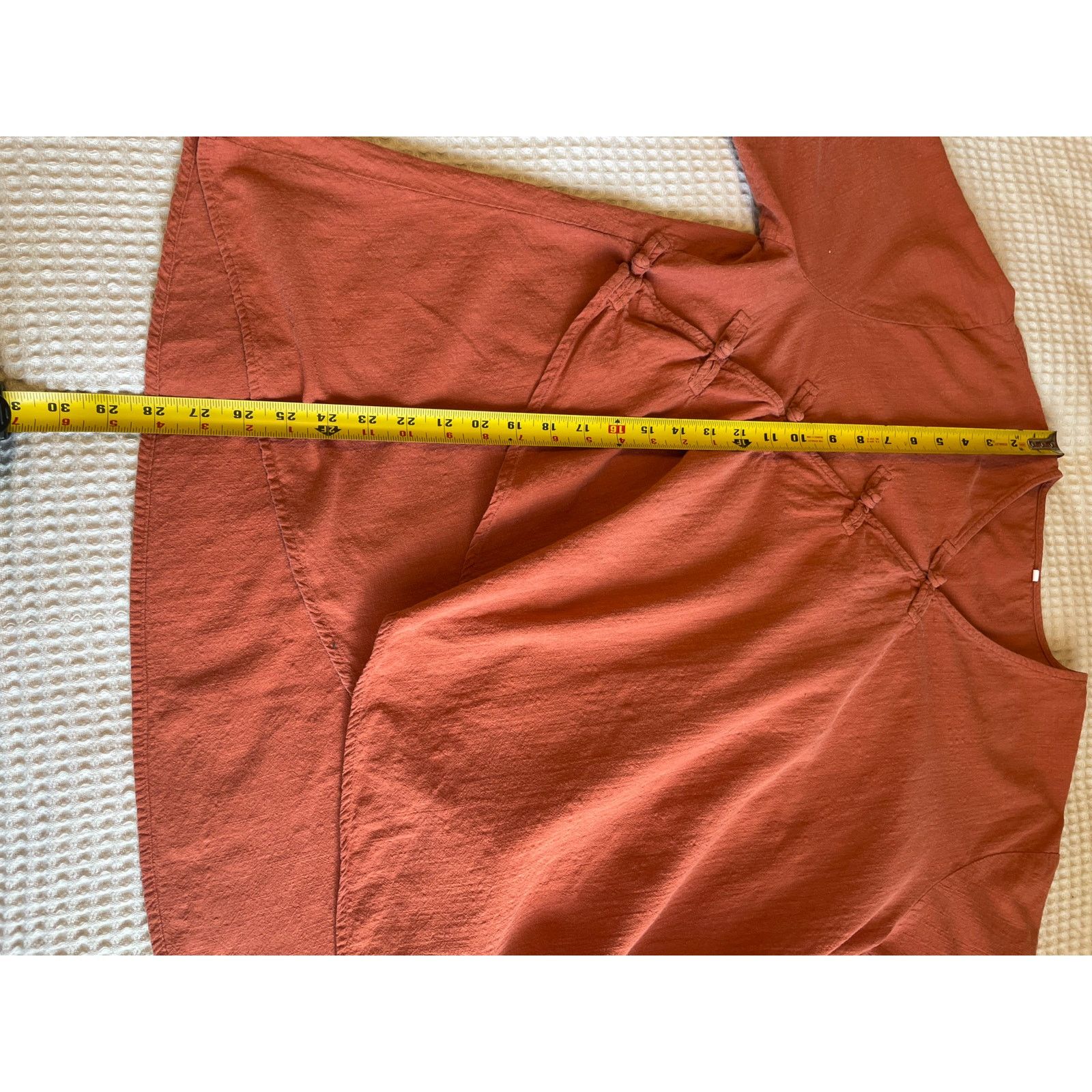 Other Cotton Linen Boho Frog Loop Short Sleeve Orange Tunic Top 2X Size XXL / US 16-18 / IT 52-54 - 4 Thumbnail