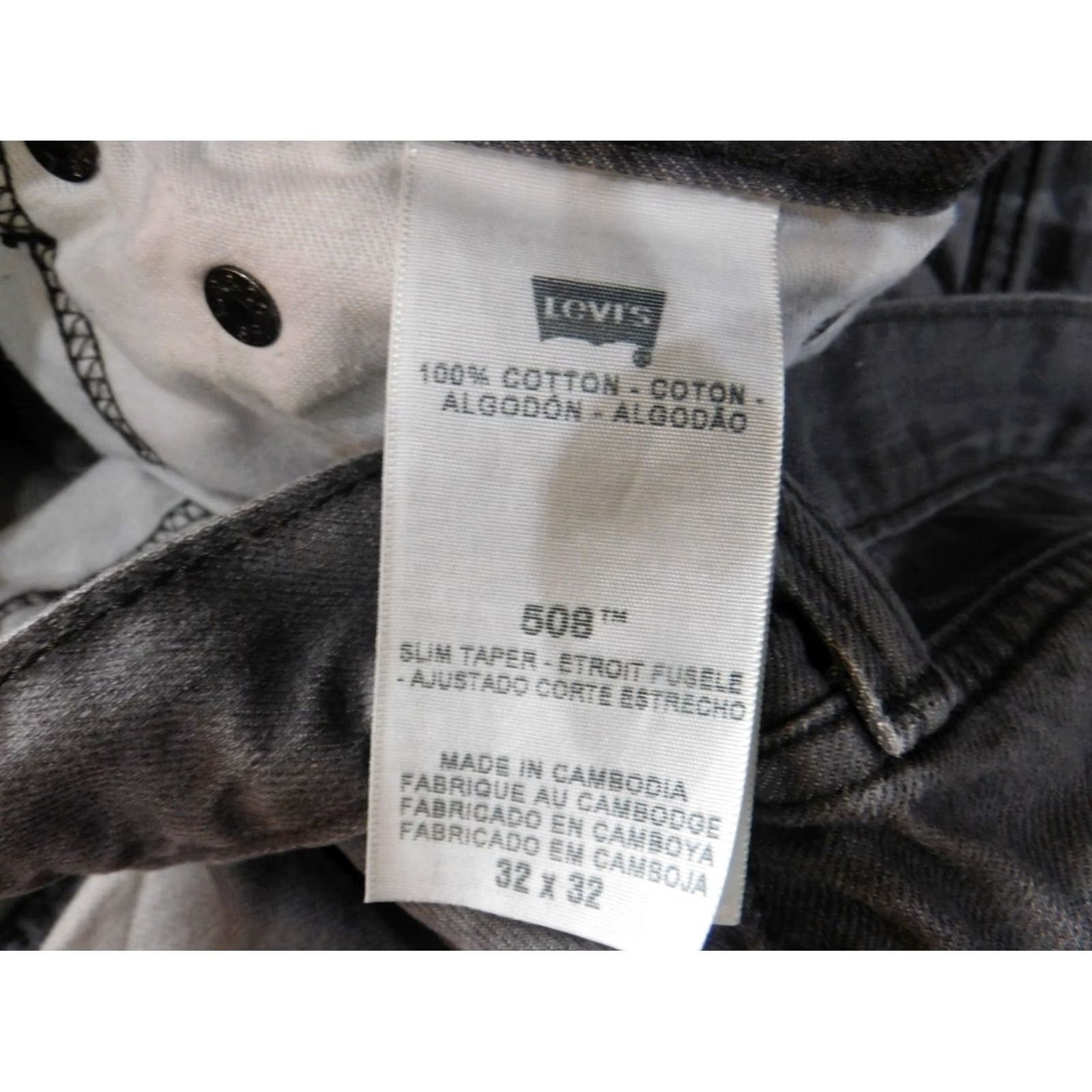 Levi's Levi's 508 Jeans Mens 32x30 Gray Straight Regular Classic Cowboy Pockets Denim Cotton Zip Inseam 30" Rise Mid 10-12 In. Size US 32 / EU 48 - 4 Thumbnail