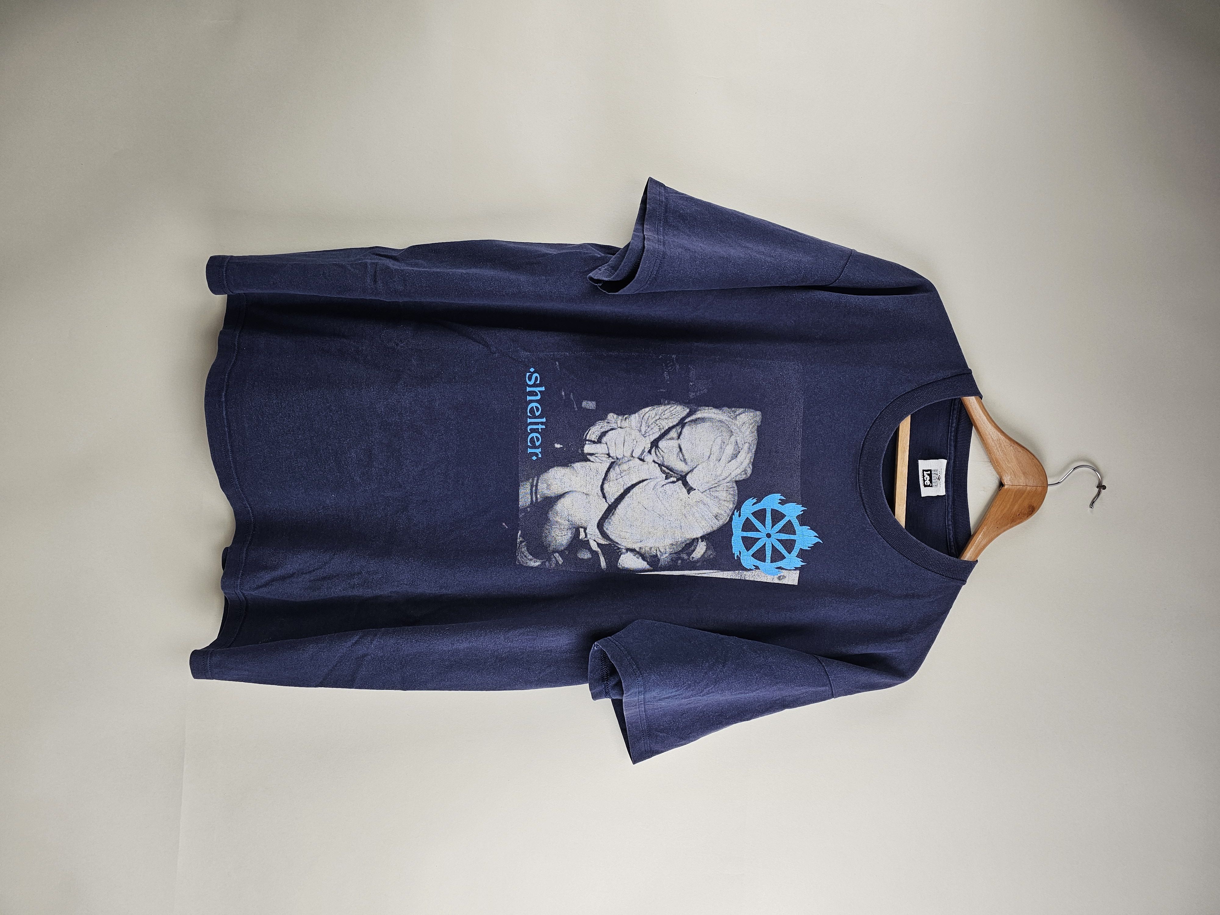 image of Band Tees x Rock Tees 90's Shelter Quest For Certainty Hardcore Punk XL 23" 30.5" in Navy, Men's