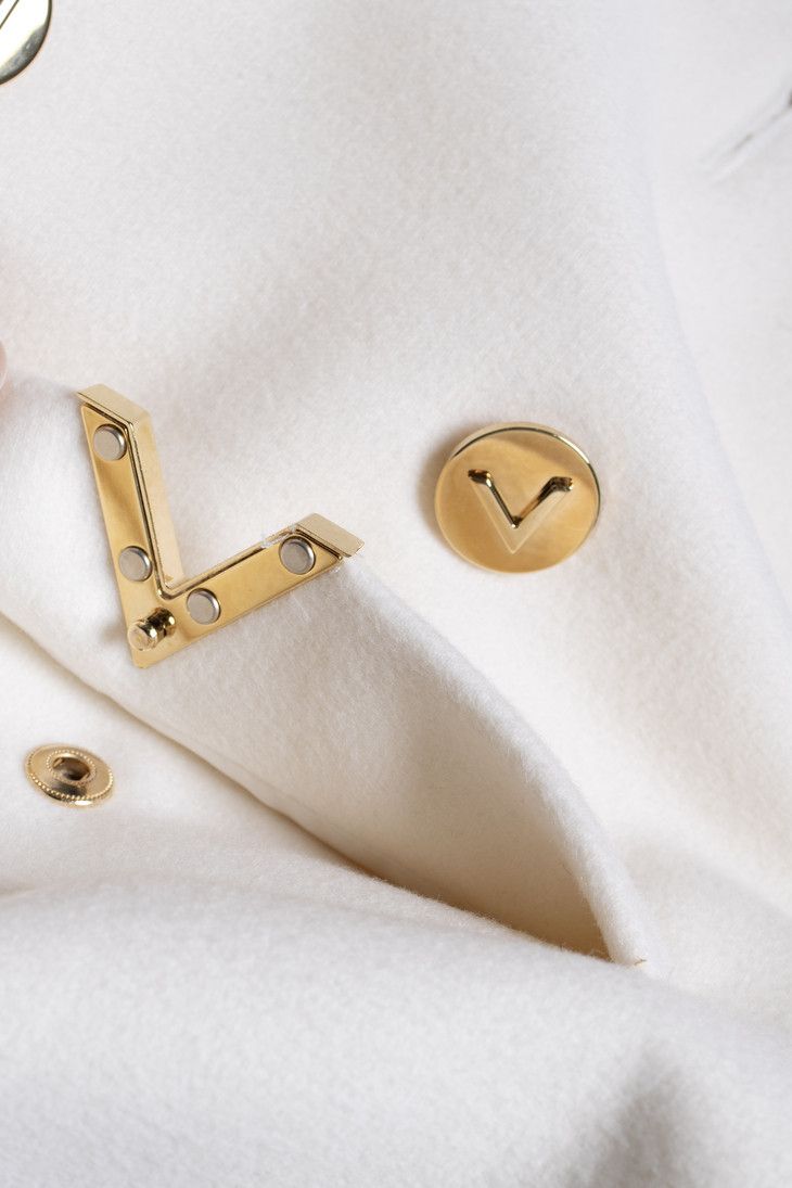 Valentino Valentino, V logo wool and cashmere coat in white Size M / US 6-8 / IT 42-44 - 9 Thumbnail