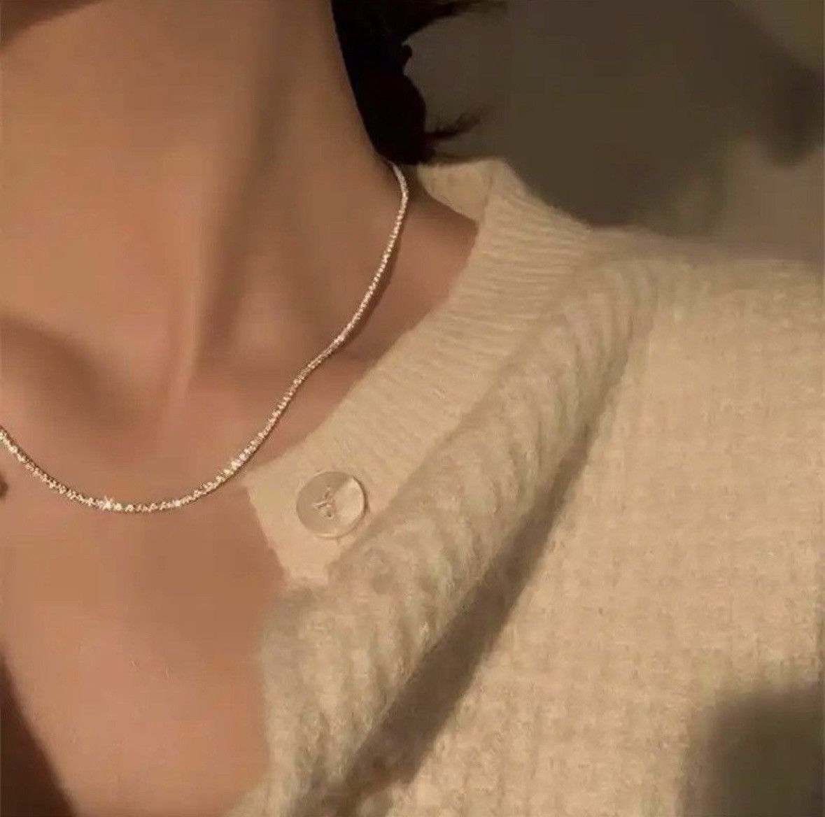 Jewelry Sparkling Silver Color Choker Necklace Size ONE SIZE - 1 Thumbnail