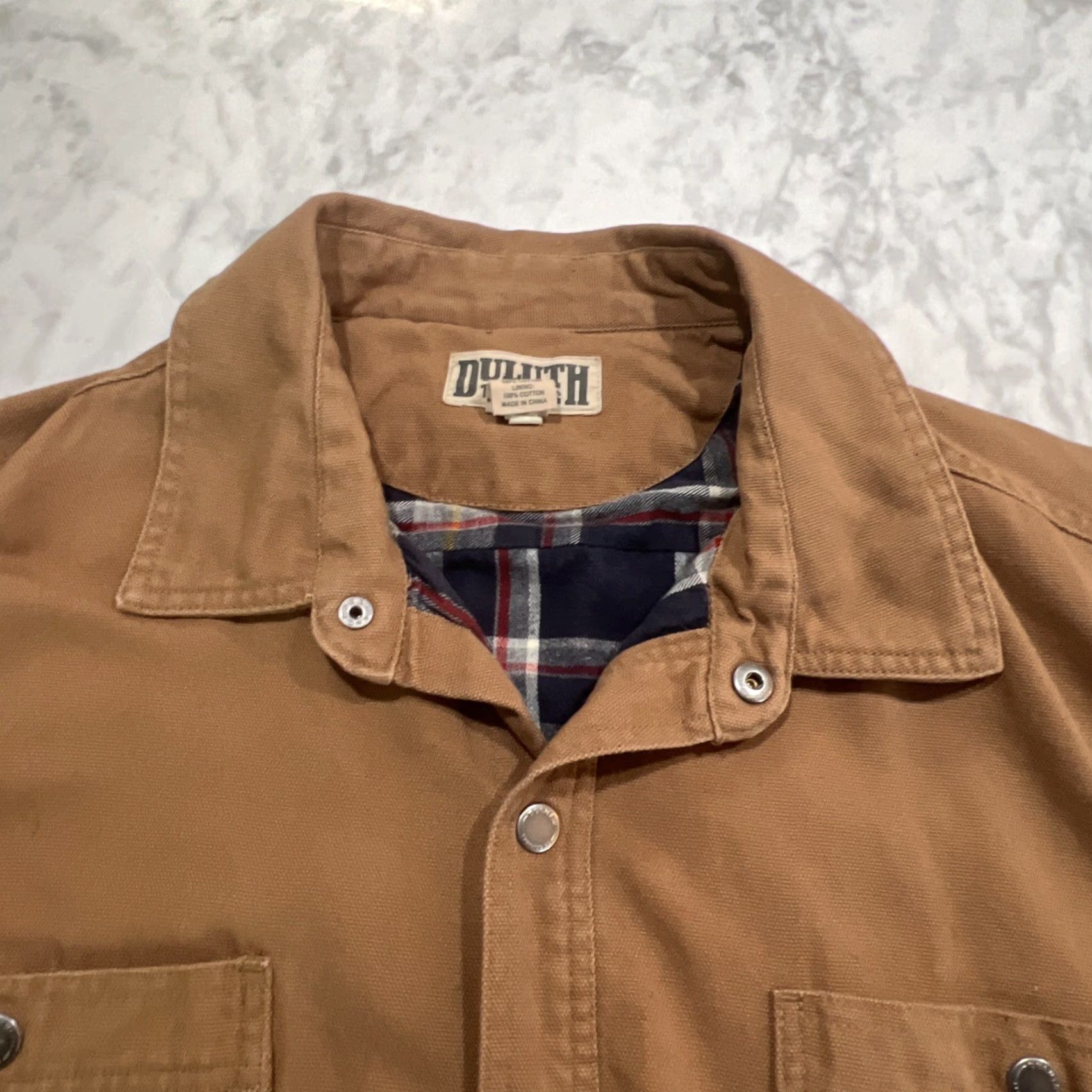 Duluth Trading Company DULUTH TRADING CO Fire Hose Flannel Lined Shirt Men 2XL Brown Cotton Canvas Regular Fit Long Sleeve Snap Collar Robusto Durable Workwear 90s? Size US XXL / EU 58 / 5 - 6 Thumbnail