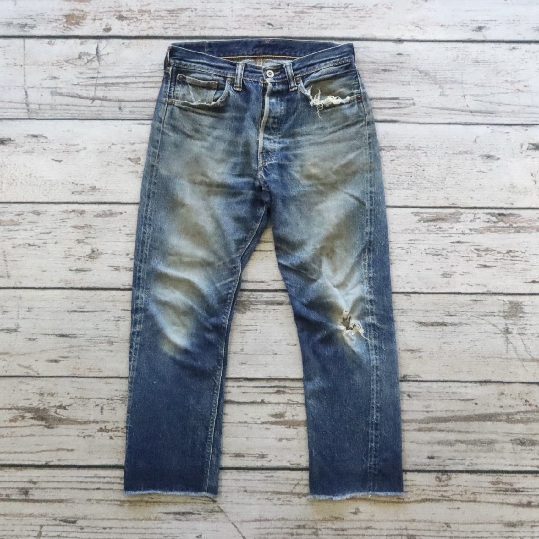 Vintage VINTAGE Heller's Cafe Jeans Selvedge Denim 30 Blue Mens Jeans Vintage 30 Selvedge Denim Jeans Hardwearing 90s? Size US 30 / EU 46 - 2 Thumbnail