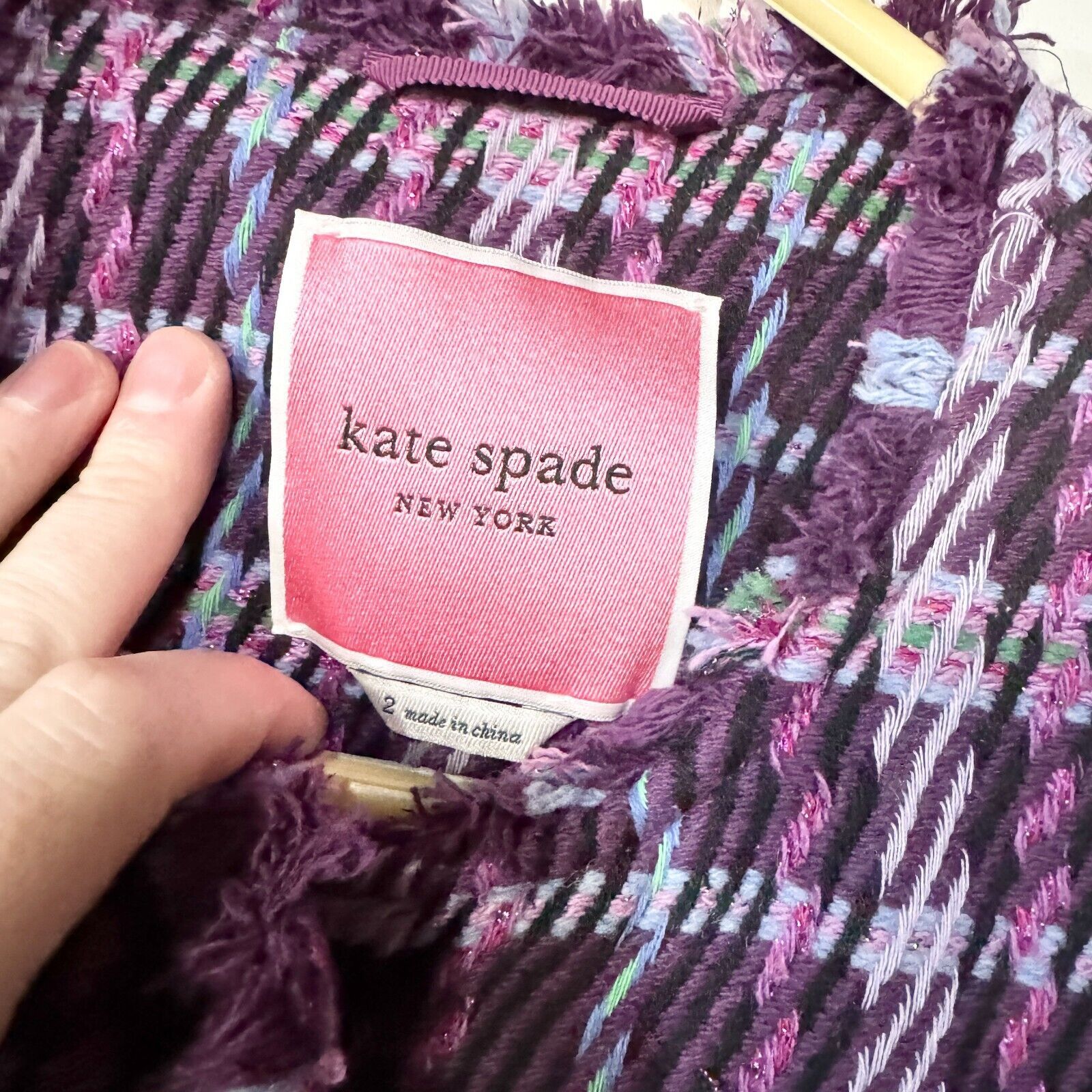 Kate Spade Kate Spade Coat Size 2 Plaid Button Down Tweed Overcoat Plum Size XS / US 0-2 / IT 36-38 - 2 Thumbnail