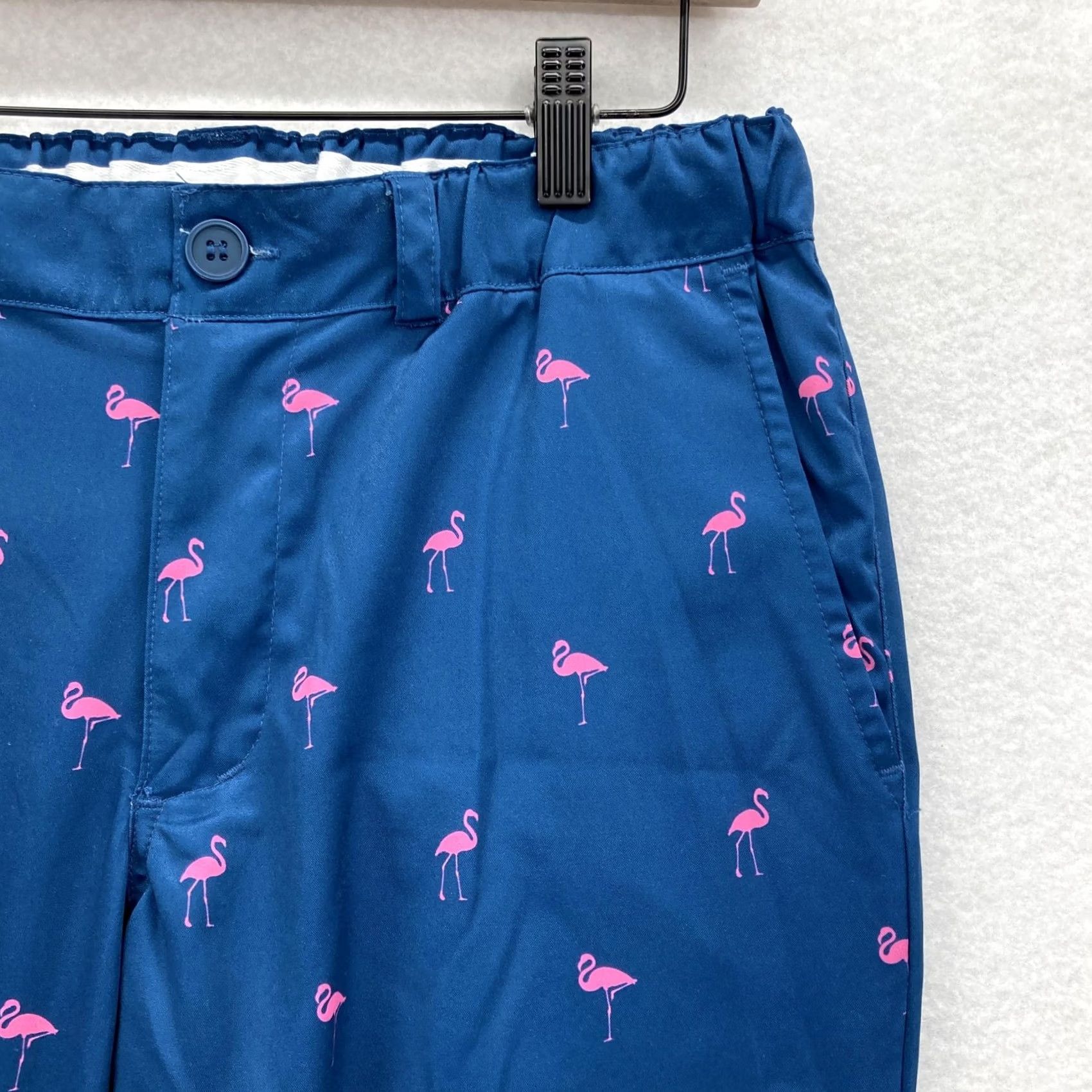 Vintage Tipsy Elves Mens Golf Pants Flamingo Print Navy Blue Flat Front 30in Inseam Stretch Pockets XS? Size US 31 - 3 Thumbnail