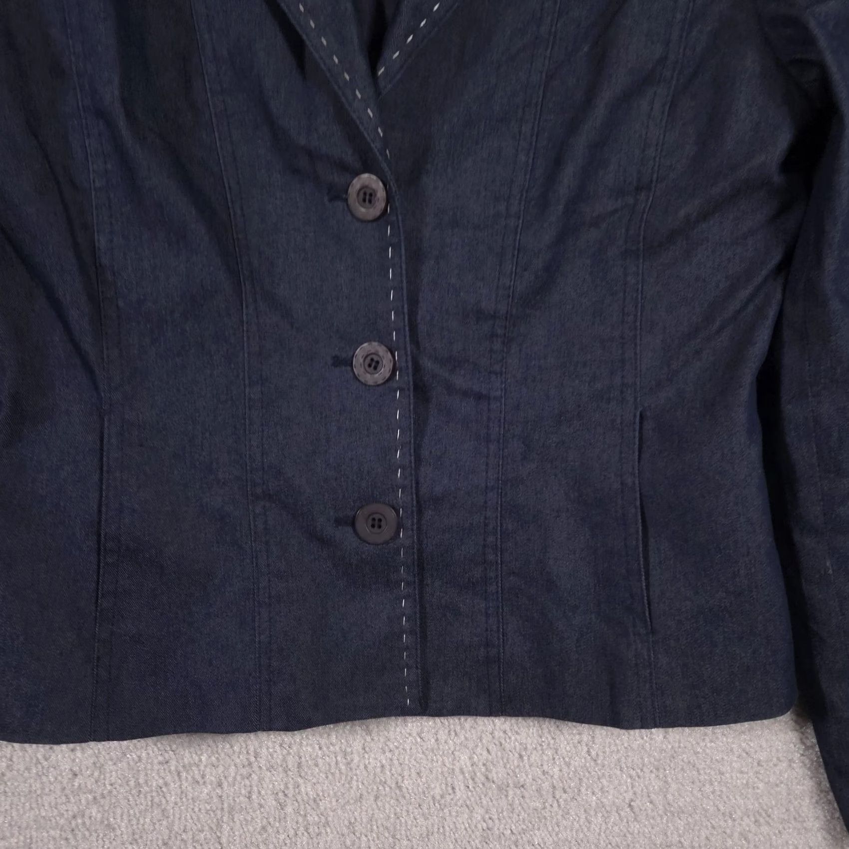 Vintage VINTAGE i.e. Blazer Womens 12P Blue Denim Three Button Lined Petite Jacket Career Size XL / US 12-14 / IT 48-50 - 4 Thumbnail