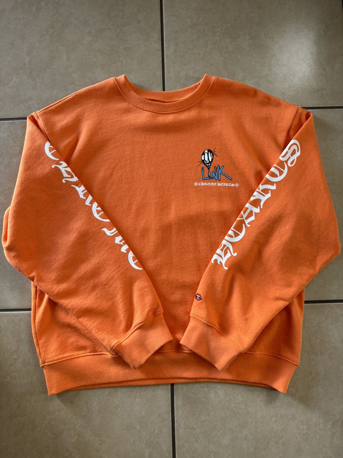 image of Chrome Hearts Matty Boy Link & Build Crewneck in Orange, Men's (Size XL)