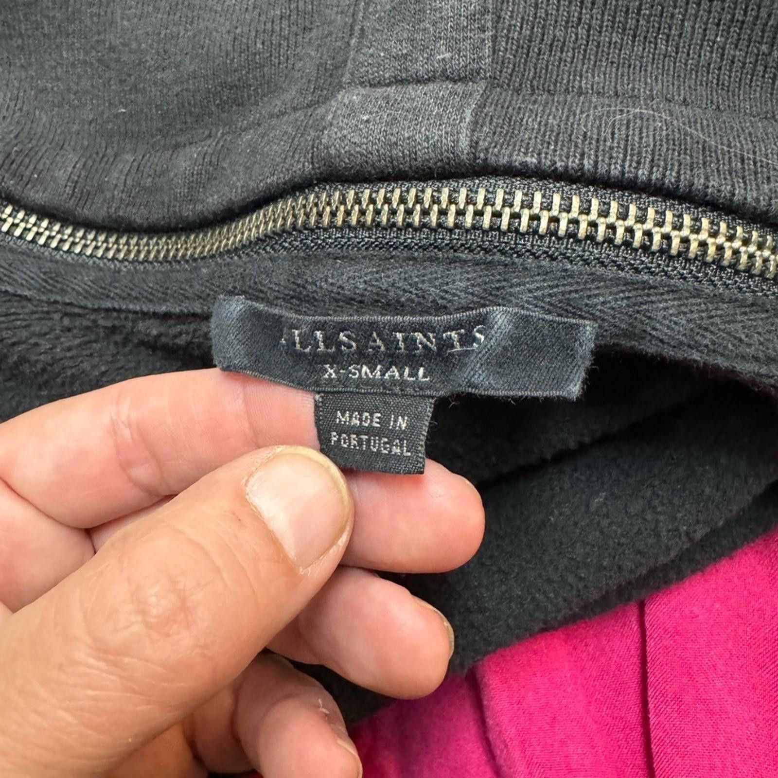 Allsaints AllSaints XS Black Collared Full-Zip Sweatshirt Size XS / US 0-2 / IT 36-38 - 7 Thumbnail