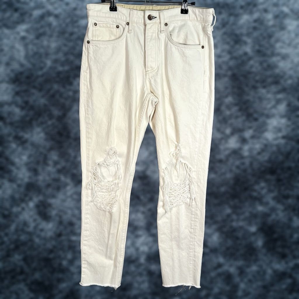 Rag & Bone Rag & bone Womens Jeans 26 White Organic Cotton Rosa Mid-Rise Boyfriend Rip Knee Jeans Size 24" / US 00 / IT 34 - 1 Thumbnail