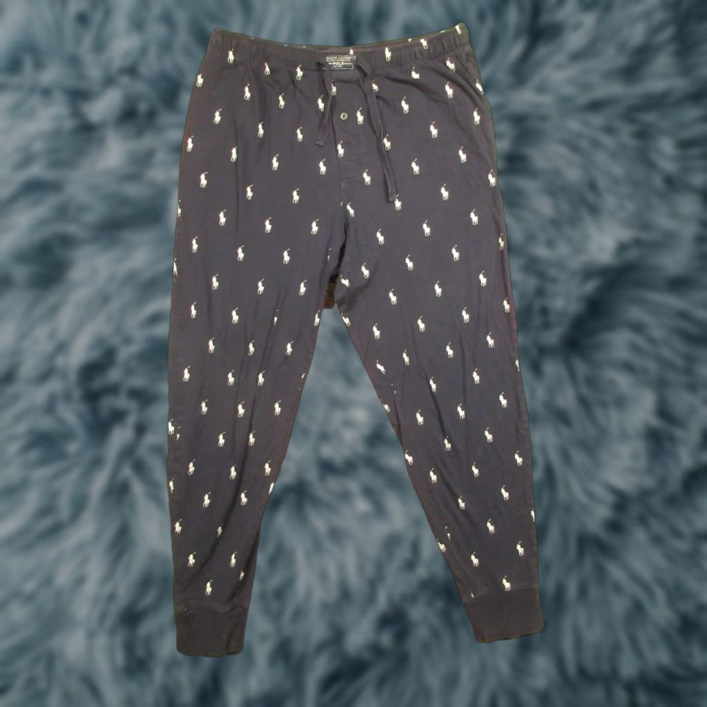 Polo Ralph Lauren VINTAGE? POLO RALPH LAUREN Pants Mens L Blue Pajama Pony All Over Print Lounge Cotton Size US L / EU 52-54 / 3 - 1 Thumbnail