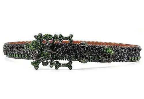 Japanese Brand Rhinestone Skull Head Belts for Men Women Size ONE SIZE - 2 Thumbnail