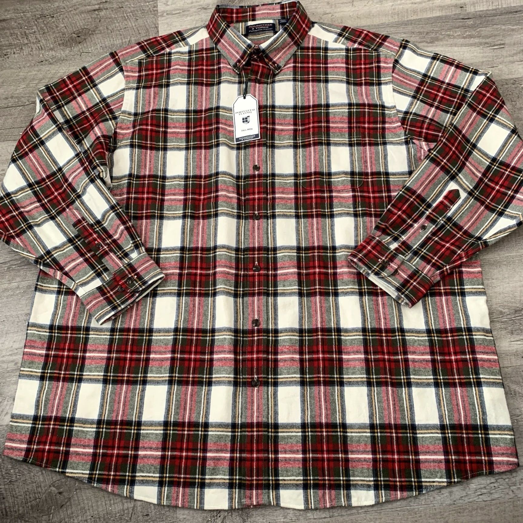 Roundtree & Yorke Roundtree & Yorke Portuguese Flannel Shirt Mens 3XLT Soft Blue Plaid Casual Button-Up 100% Cotton Size US XXL / EU 58 / 5 - 8 Thumbnail