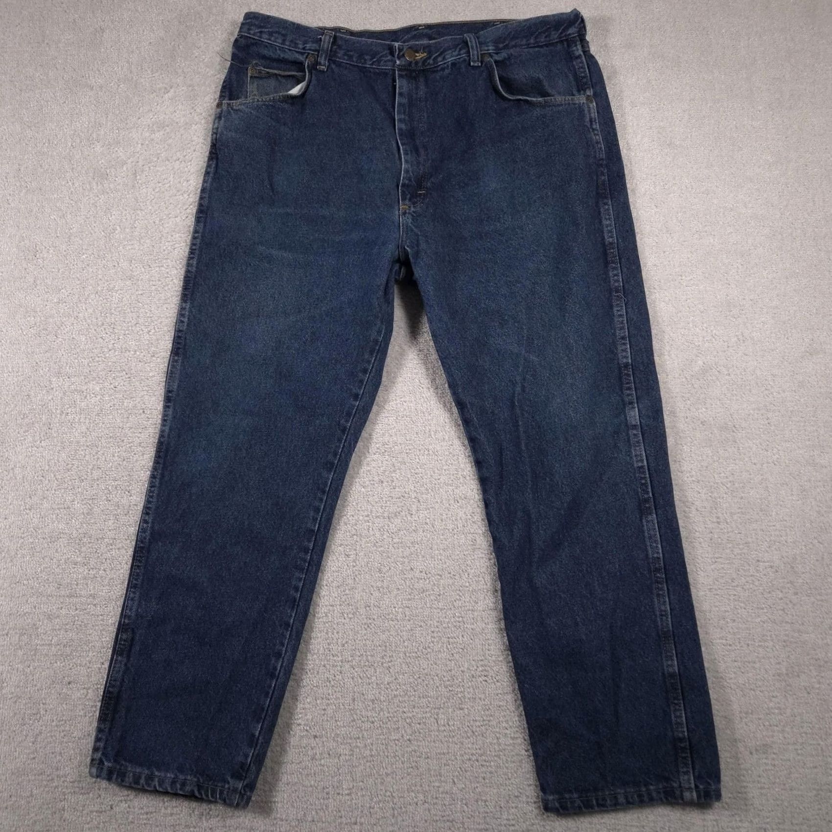 Wrangler Wrangler Mens Jeans 40x30 Blue Denim Wrangler Rugged Wear Straight Leg Classic Fit Jeans Mens 40x30 Denim Dark Size US 40 / EU 56 - 2 Thumbnail