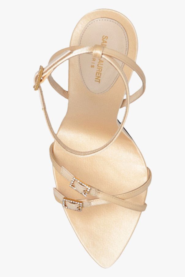 Saint Laurent Paris o1s1wg111124 Lila Sandals In Crepe Satin in Beige Size US 4.5 / IT 34.5 - 6 Thumbnail