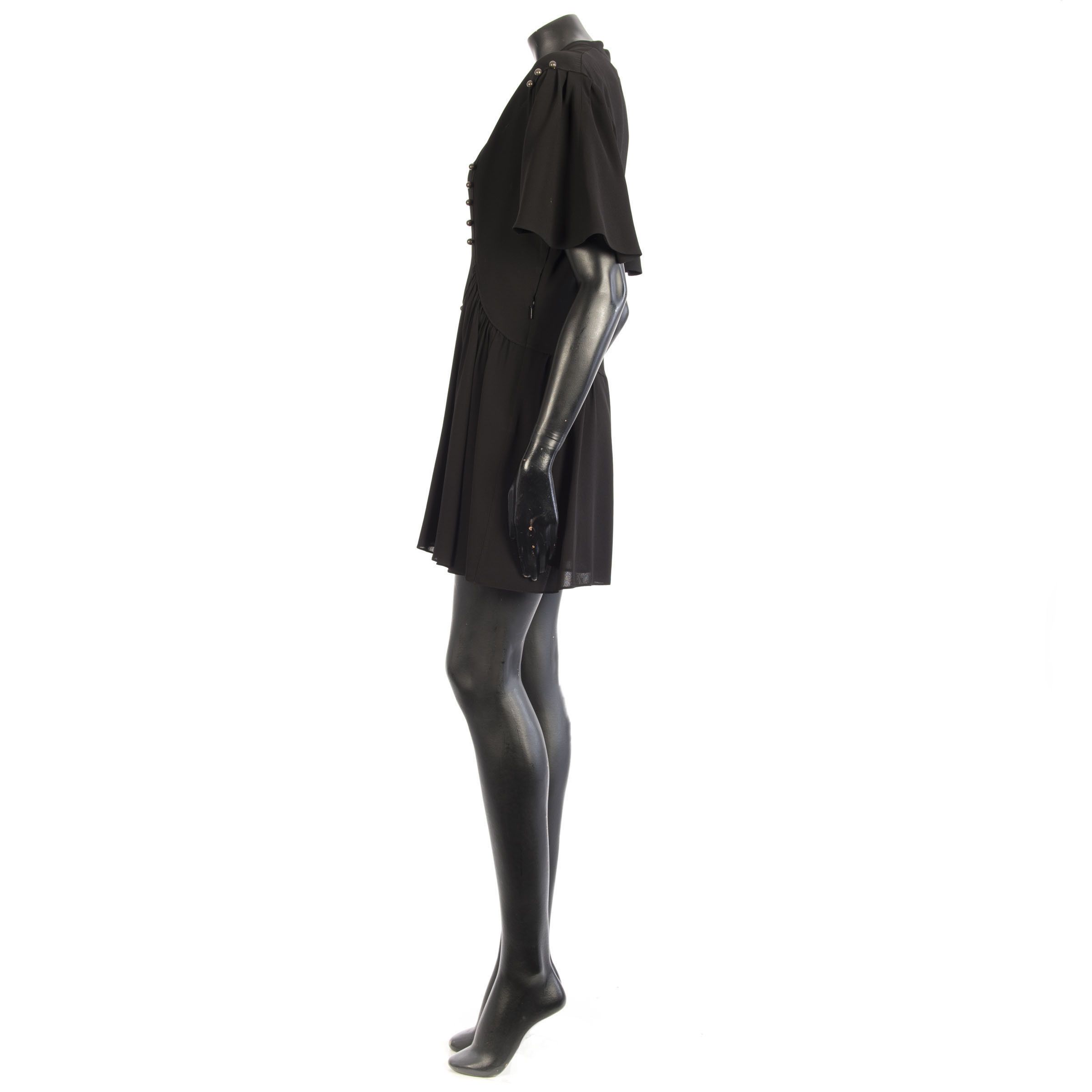 Saint Laurent Paris Skater Dress In Black Crepe Viscose Size M / US 6-8 / IT 42-44 - 3 Thumbnail