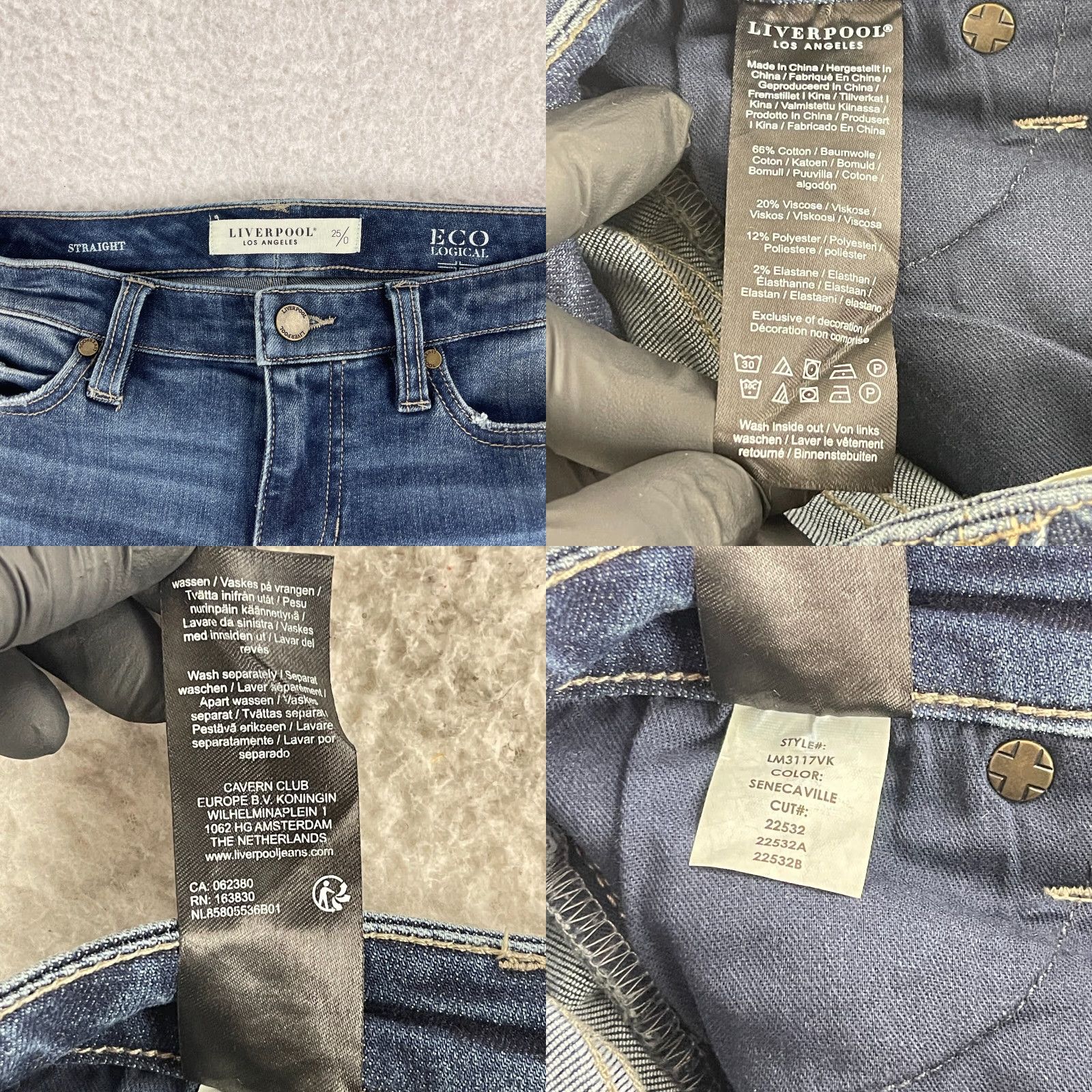 Vintage Liverpool Jeans Womens Jeans Blue Denim Straight Leg Mid-Rise 25 Size 25 City Bohemian Hipster Size 42" / US 20 - 9 Thumbnail