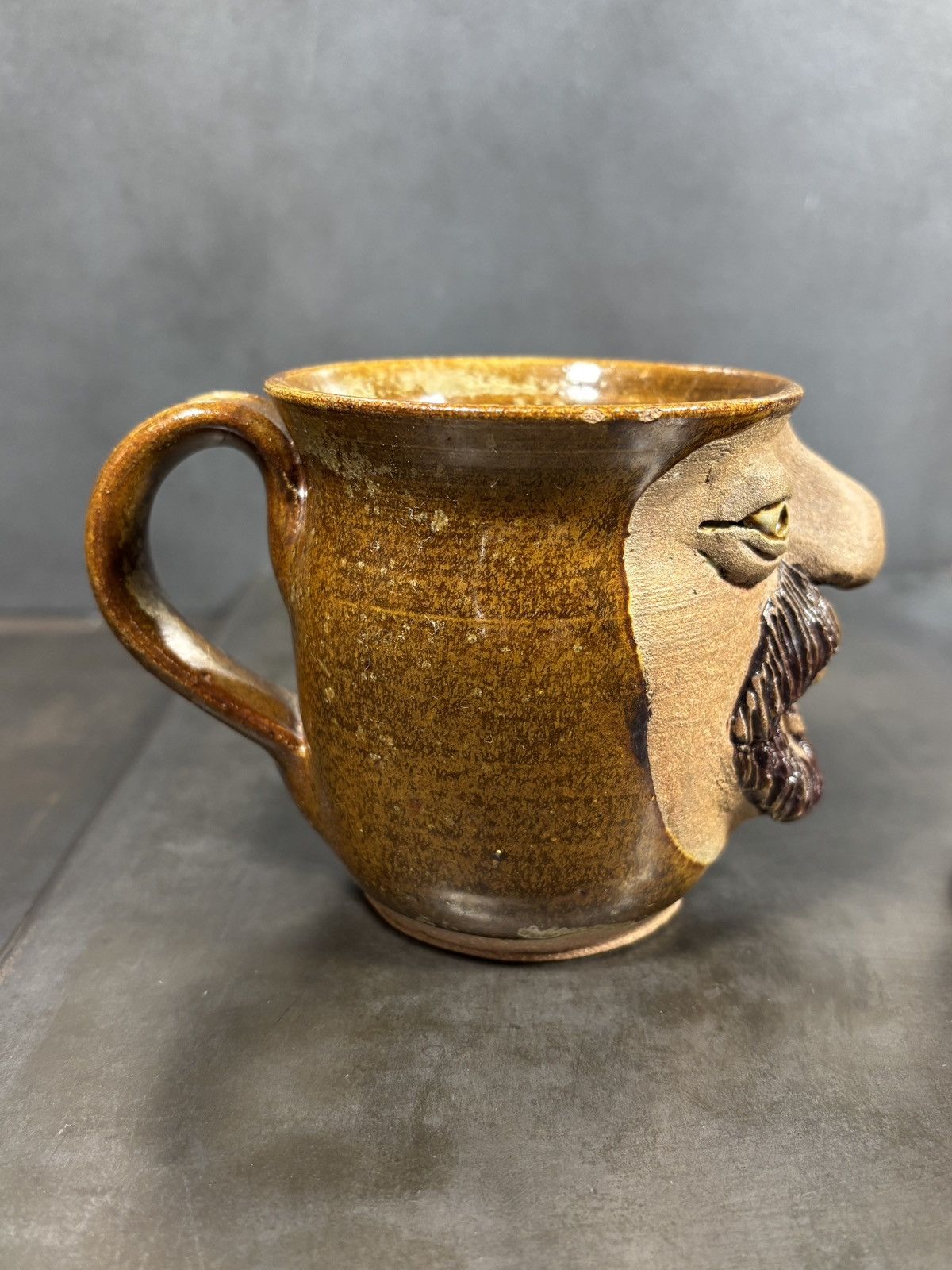 Vintage 1970s Stoneware Mugs Cobalt Pottery Canada Novelty Faces Cup Size ONE SIZE - 7 Thumbnail